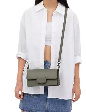 Coach Eliza Flap Crossbody Bag with Leather Covered Closure - Stylish & Compact Purse for Women, Perfect for Everyday Use, Work, and Travel