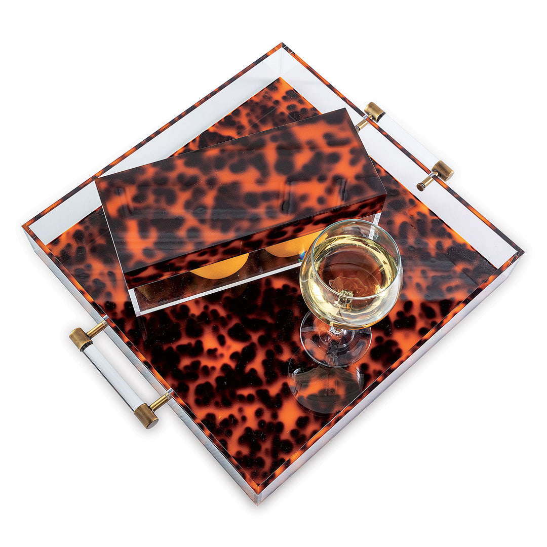 Elegant Tortoise-Shaped Lucite Serving Tray - Stylish Acrylic Decorative Tray for Home Decor, Parties, and Gift Giving