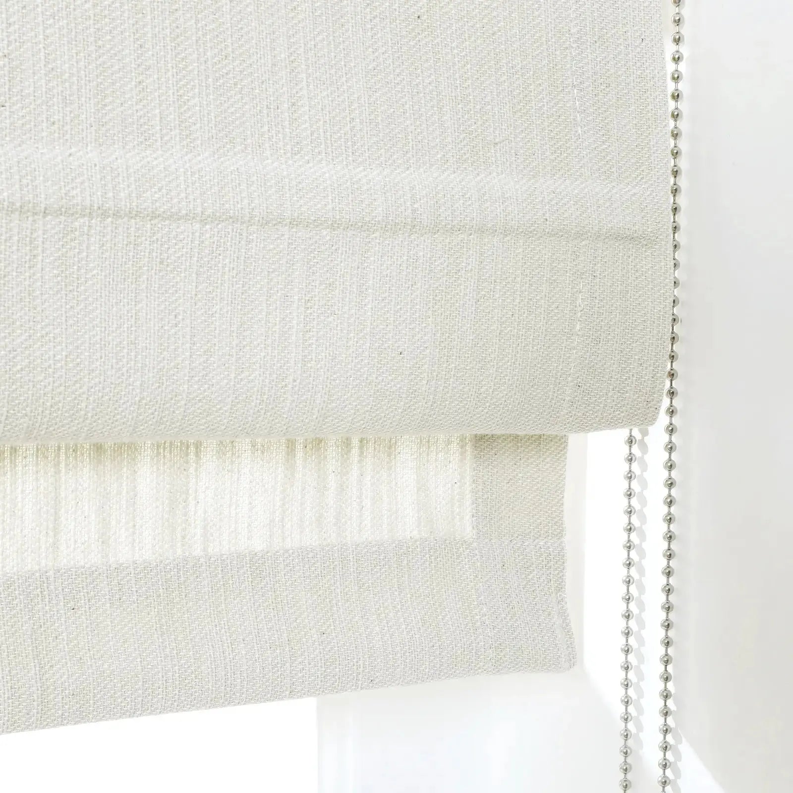 Cloe Cotton Blend Roman Shade with Cord Lift - Blackout Window Treatment for Bedroom & Living Room