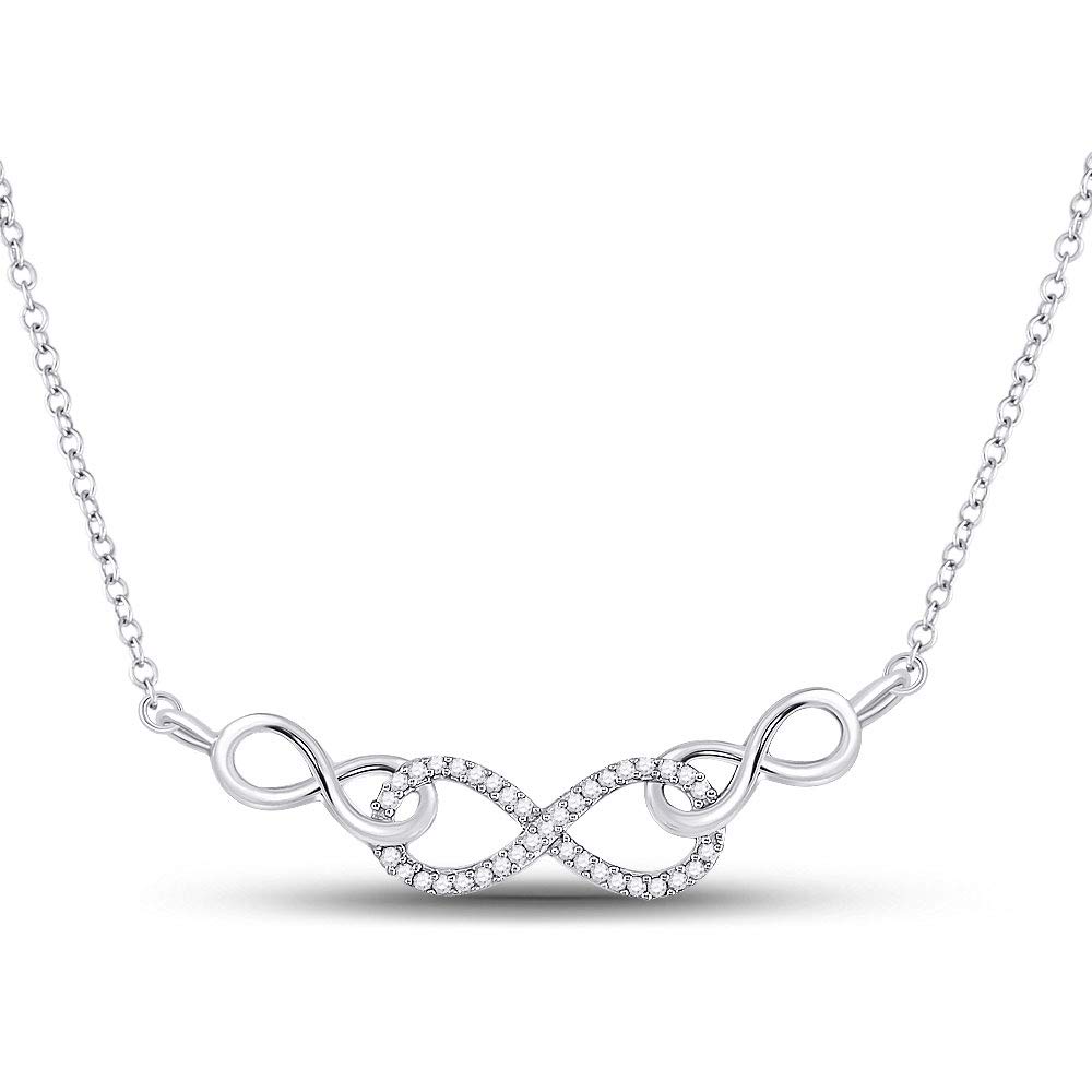10K White Gold Women's Round Diamond Infinity Pendant Necklace 1/5 CTTW - Elegant Jewelry Gift for Anniversary, Valentine's Day & Special Occasions