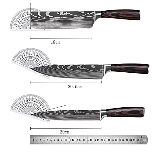 Premium Damascus Steel Japanese Chef Knife Set - 9-Piece Kitchen Knife Collection with Santoku, Utility & Slicing Knives for Professional Cooking & Food Preparation | Ideal for Home Chefs & Culinary Enthusiasts