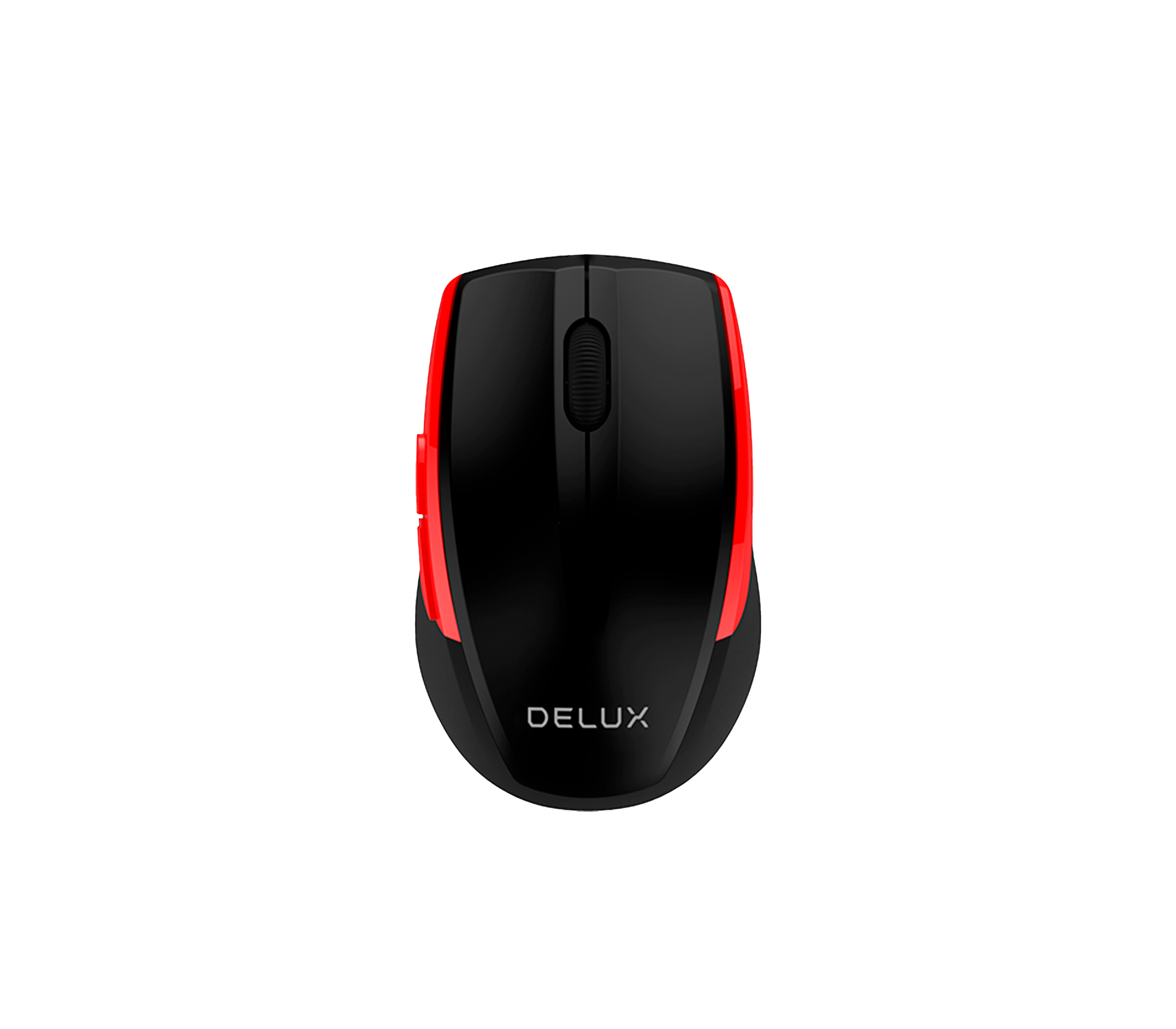 Delux M521 Wireless Mouse 2.4GHz - Ergonomic Computer Mouse with USB Receiver for PC/Laptop (Black & Red) - Perfect for Office Work, Gaming & Home Use