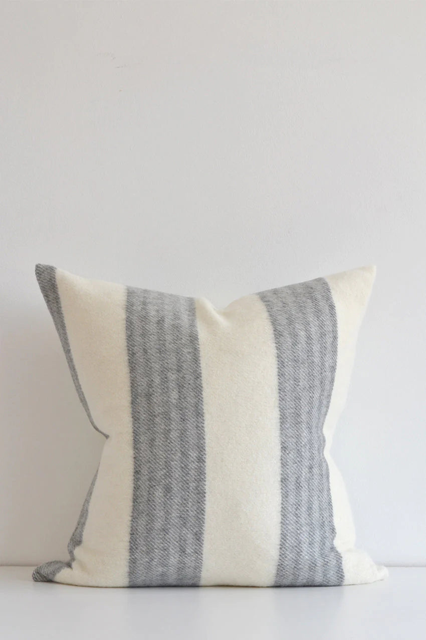 Premium 22x22 Inch Brooklyn Pillow Cover - Soft Off White, Dark Grey & Light Grey Decorative Throw Pillow Case for Sofa, Bed & Home Decor