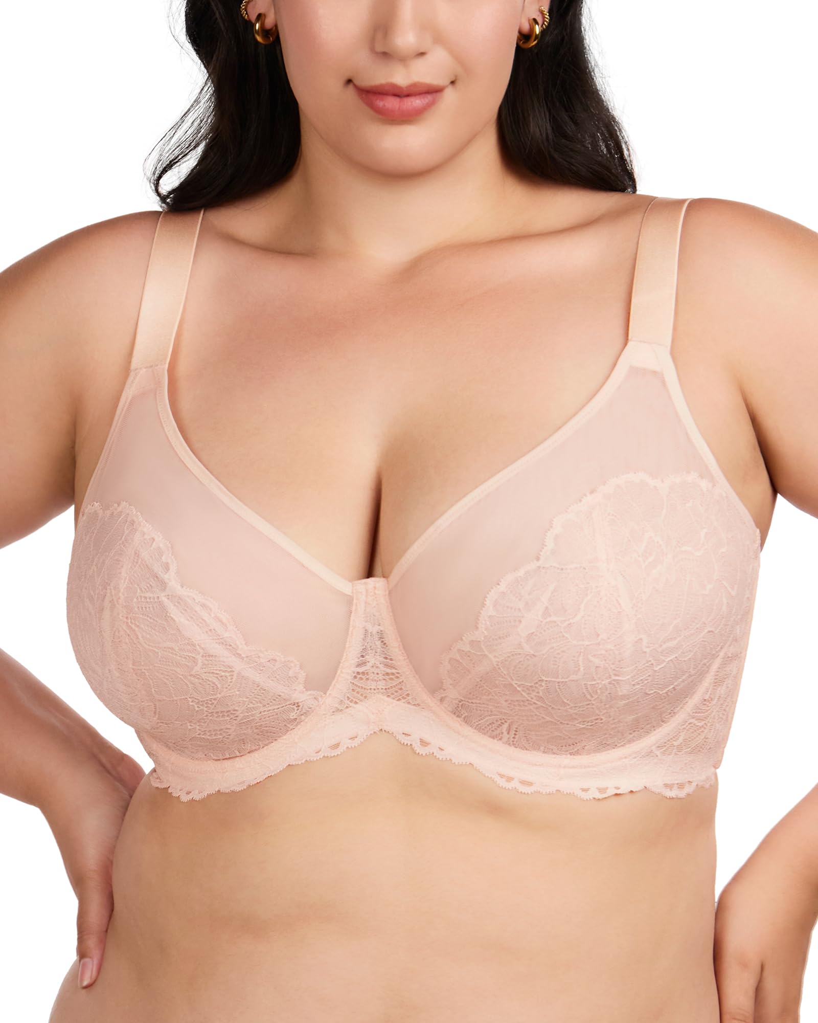HSIA Women's Minimizer Bras - Full Coverage Lace Underwire Bra for Large Busts | Comfortable Unlined Support for Everyday Wear & Workouts