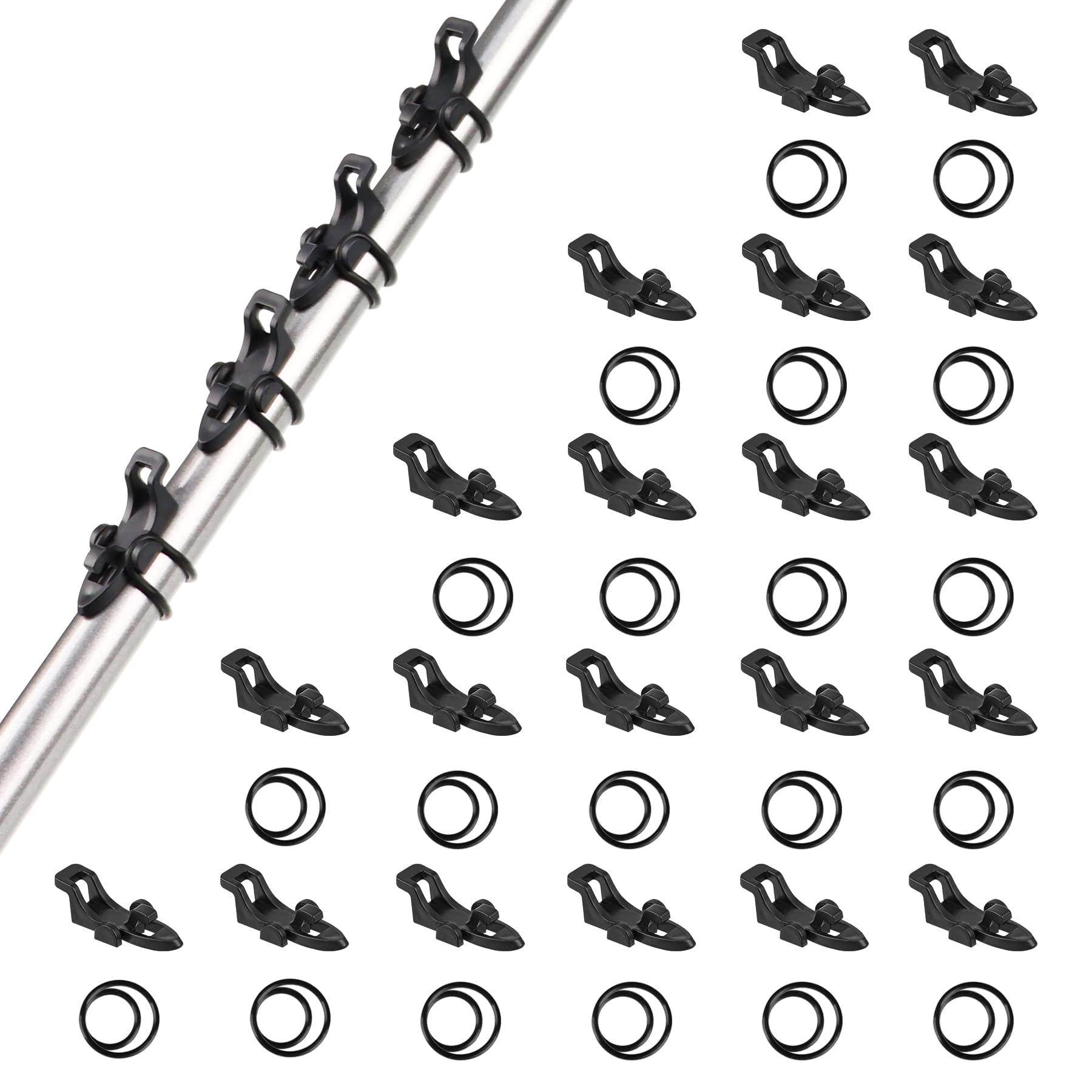 Booms Fishing Hook Keeper for Fishing Rod - HK1S Bait Holder with 2 Size Rubber Rings (10/20 Sets) | Secure Tackle Storage for Freshwater & Saltwater Fishing