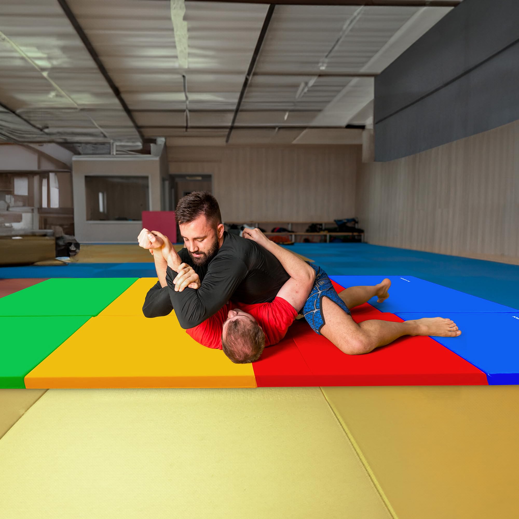 BalanceFrom Foldable Gymnastics Mat for Home Gym, Exercise & Yoga - Non-Slip Tumbling Mat for Kids & Adults - Perfect for Workouts, Stretching & Gymnastics Training