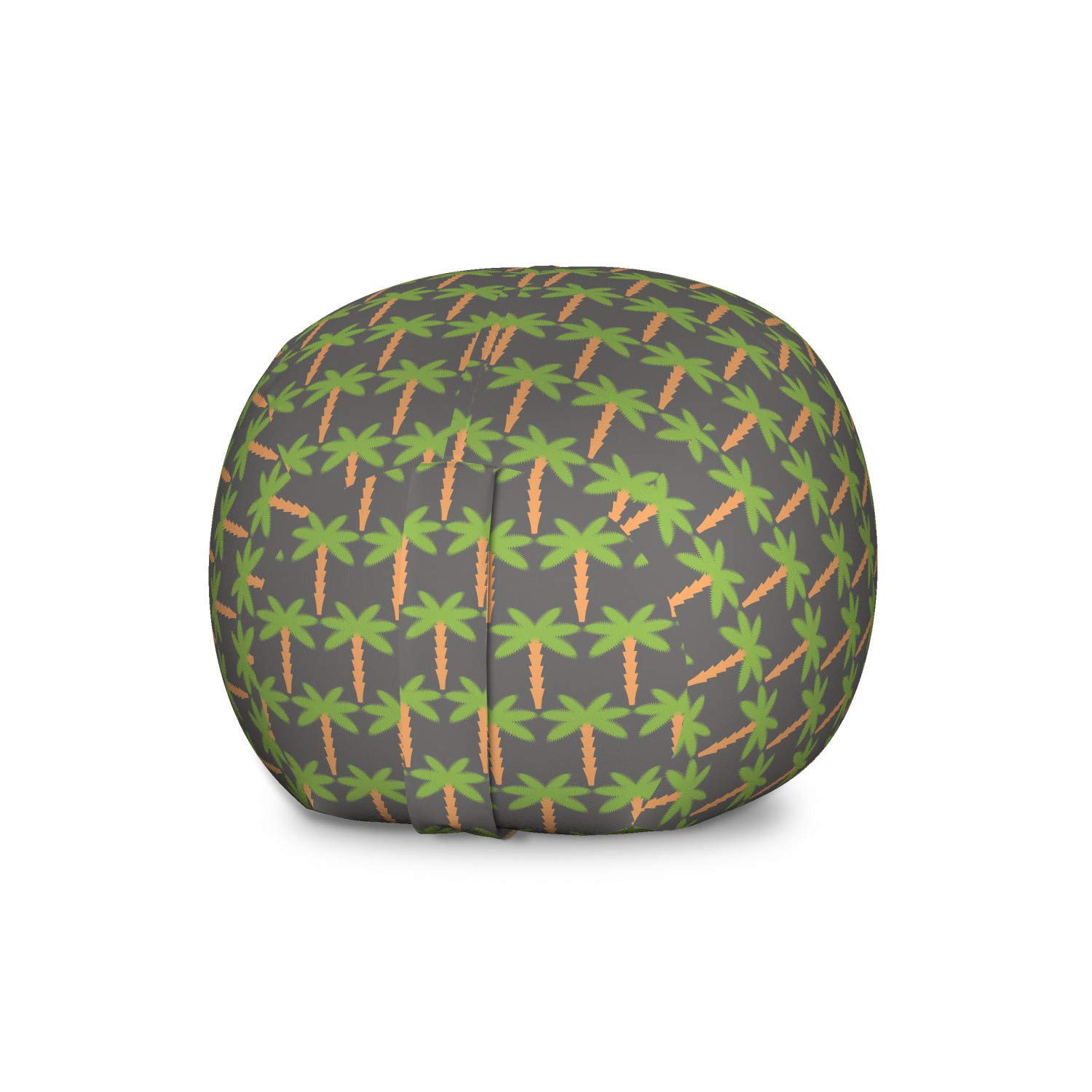 Ambesonne Exotic Storage Toy Bag Chair - Tropical Palm Trees Hawaiian Nature Design, Large Washable Stuffed Animal Organizer in Grey Lime Green | Perfect for Kids' Room, Playroom & Dorm Organization