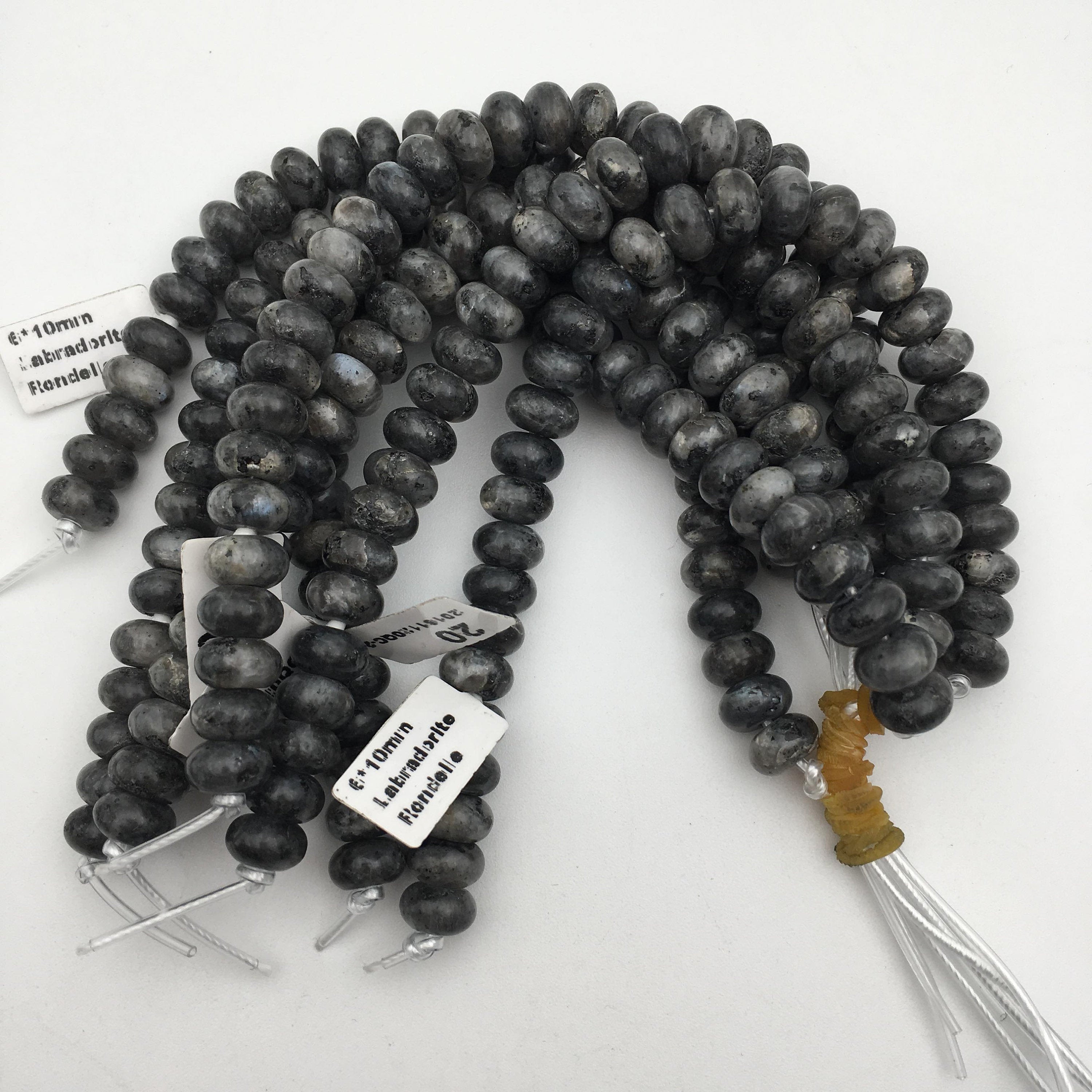2.0mm Hole Larvikite Labradorite Smooth Rondelle Beads - 5x8mm & 6x10mm (8 Strands) - Perfect for Jewelry Making, DIY Crafts, and Healing Crystal Bracelets