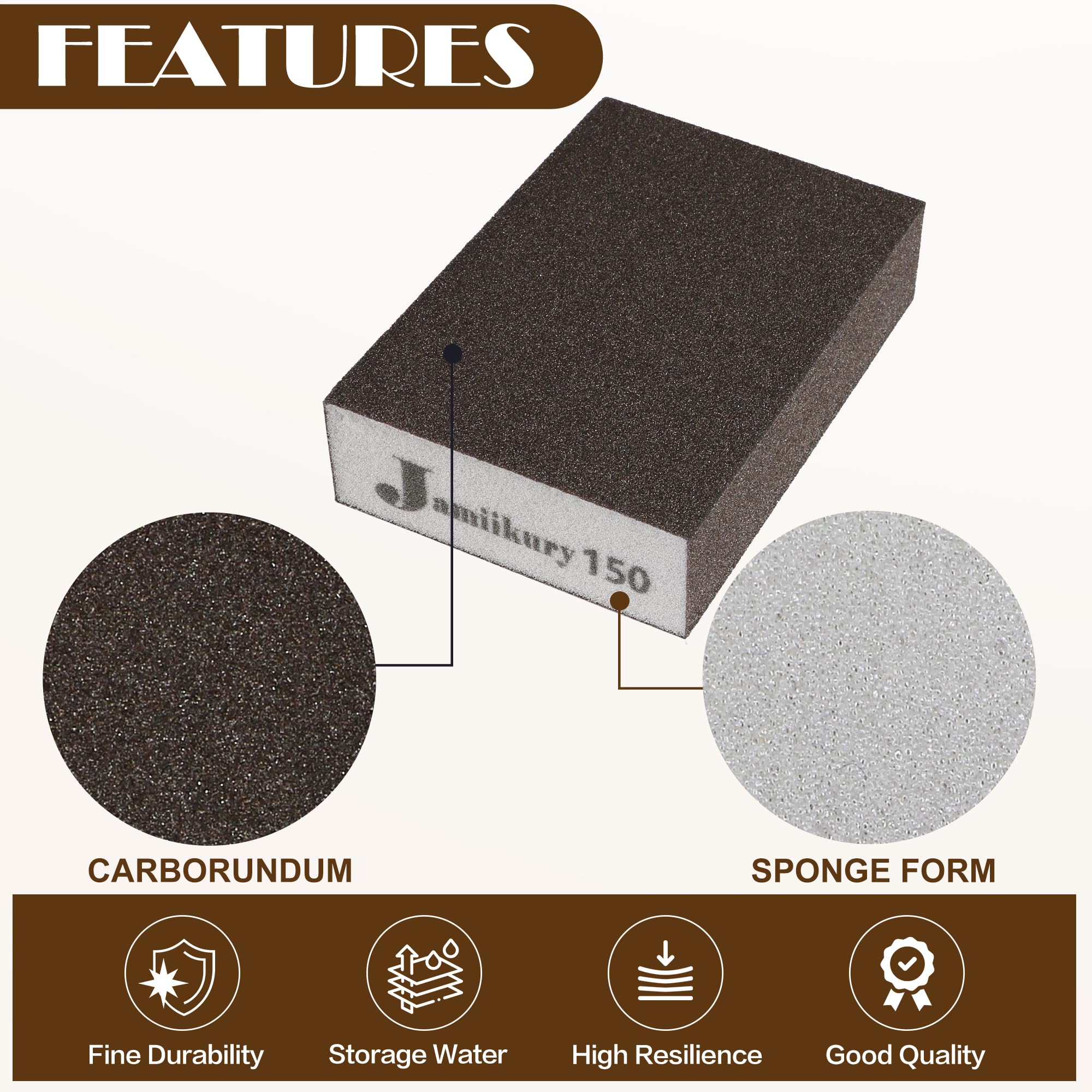 16-Piece Sanding Blocks Assortment Kit - Washable & Reusable Sponge Sanding Blocks for Wood, Metal, Drywall & Furniture - 150 Grit Wet/Dry Sandpaper - Perfect for DIY Projects, Home Renovation & Woodworking
