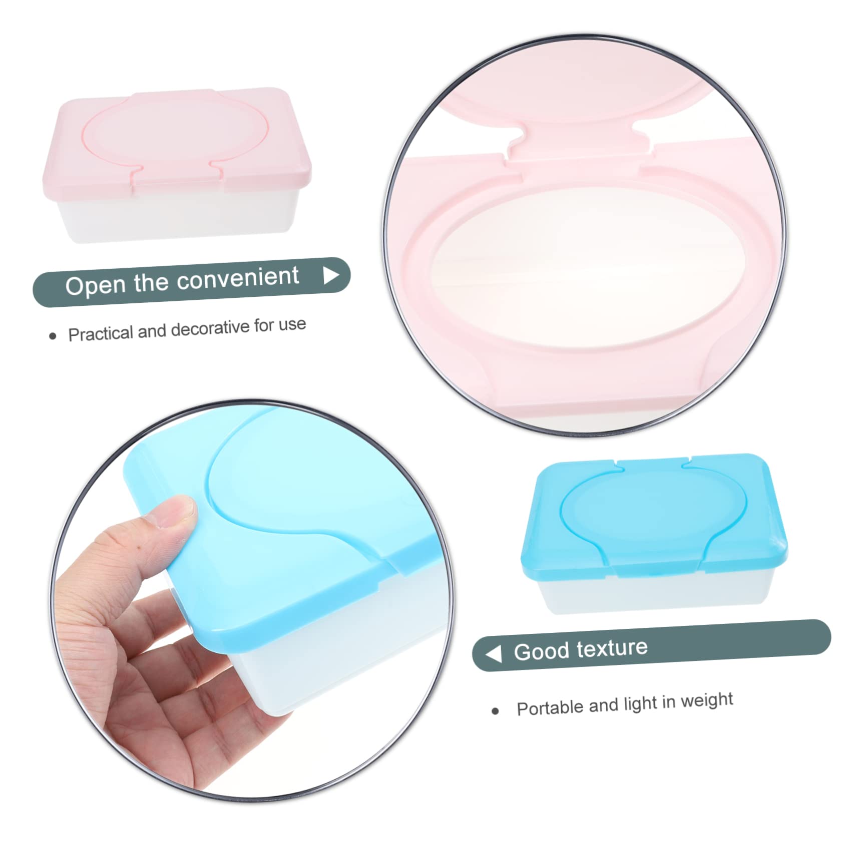 FAVOMOTO 3-Pack Plastic Travel Wipes Container - Portable Tissue Storage Box Dispenser for Baby Wipes, Makeup Remover & Hand Sanitizing Wipes | Perfect for Diaper Bags, Cars, Office & Travel Essentials