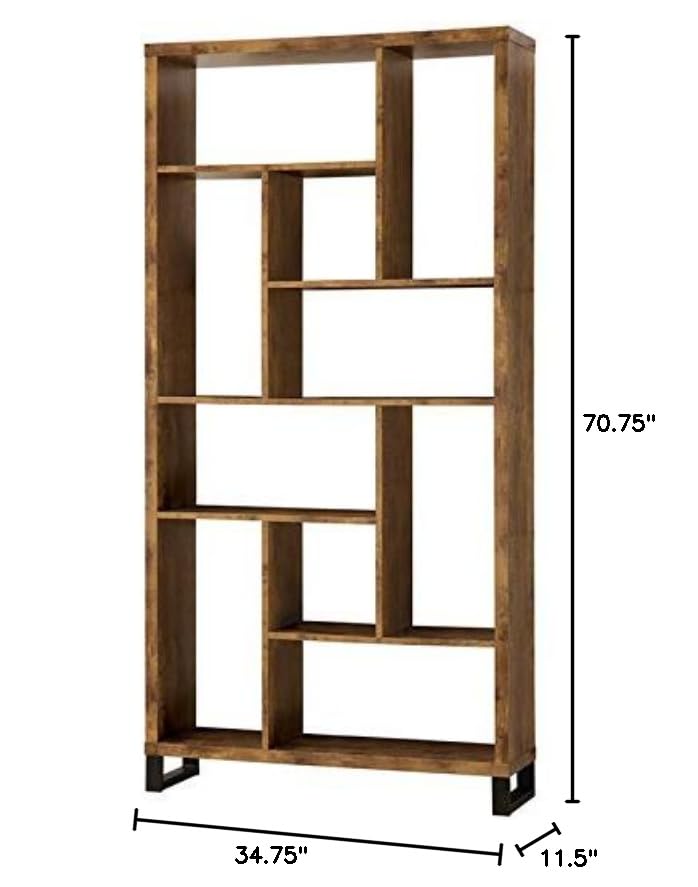 Allora Modern Bookcase - Antique Nutmeg & Black Finish, Stylish Storage for Living Room, Office, or Bedroom - Perfect for Books, Decor & Organizing Spaces