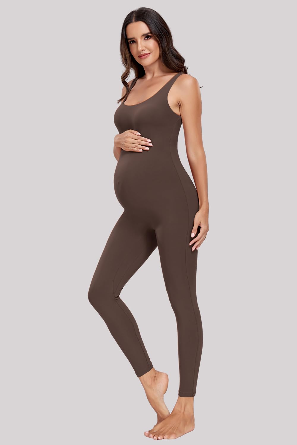 Lataly Women's Maternity Bodysuit - Pregnancy Shapewear Jumpsuit & Romper with Tank Top & Leggings - Comfortable Outfit for Pregnancy, Nursing & Postpartum Wear