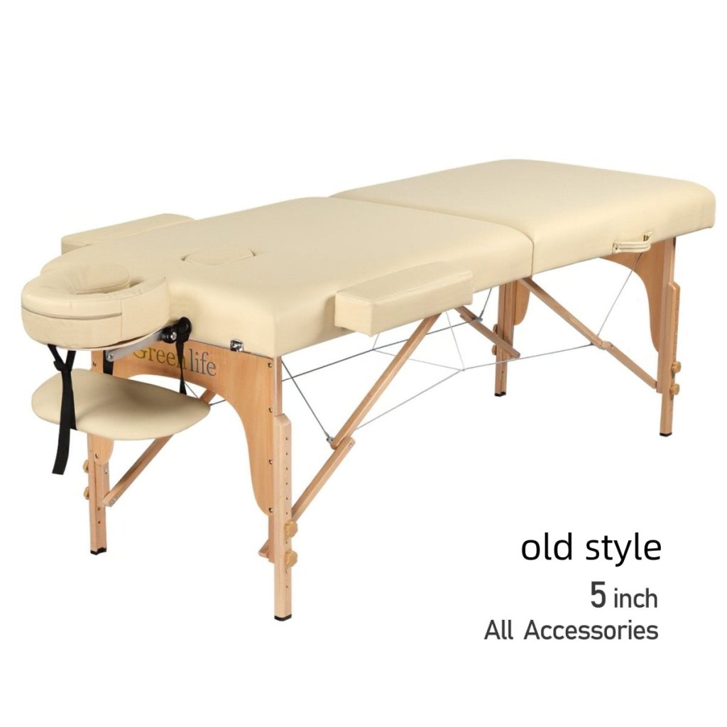 Premium 5-Inch Thick 2-Section Portable Massage Table by Greenlife® - Black & Cream - Ideal for Home Spa, Professional Therapy & Mobile Massage Services