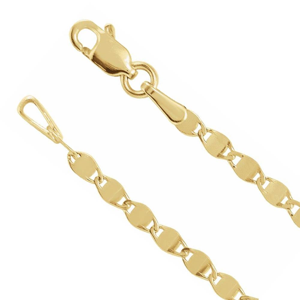 14K Yellow Gold Mirror Link Chain Necklace for Women - Elegant Party Wear
