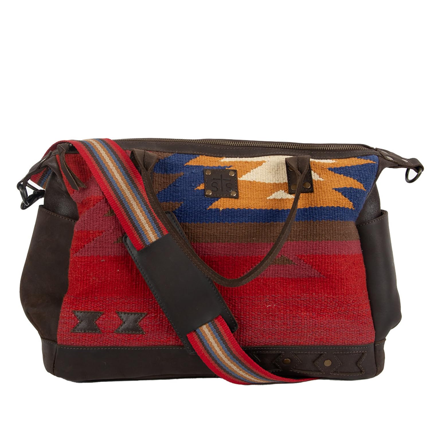 STS Ranchwear Women's Crimson Sun Amelia Multi-Color Leather Tote Bag - Stylish Western Handbag for Work, Travel & Everyday Use