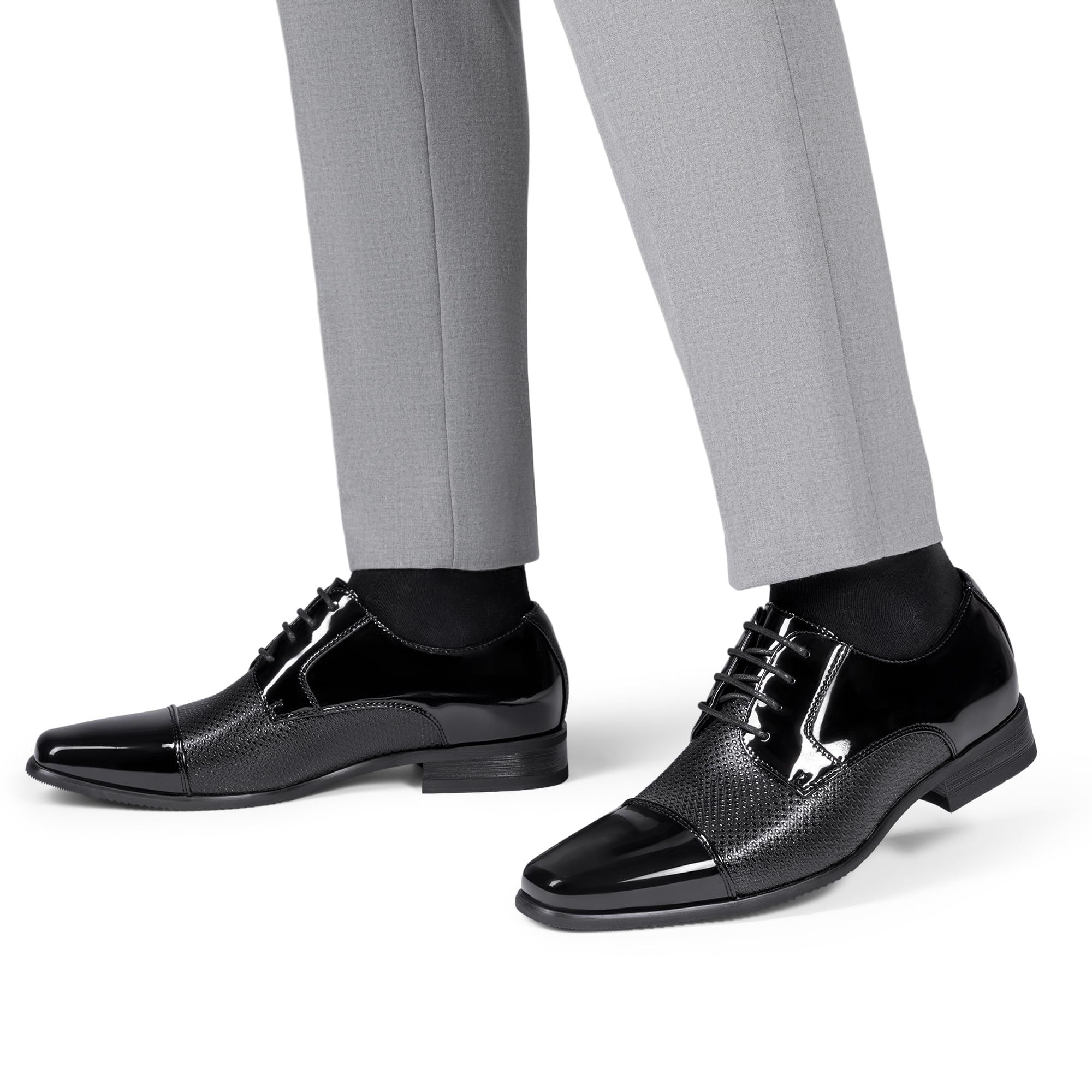 Bruno Marc Men's Patent Leather Tuxedo Dress Shoes - Classic Lace-up Formal Oxfords for Weddings, Prom & Business Events - Shiny Black Evening Shoes for Groom, Party & Special Occasions