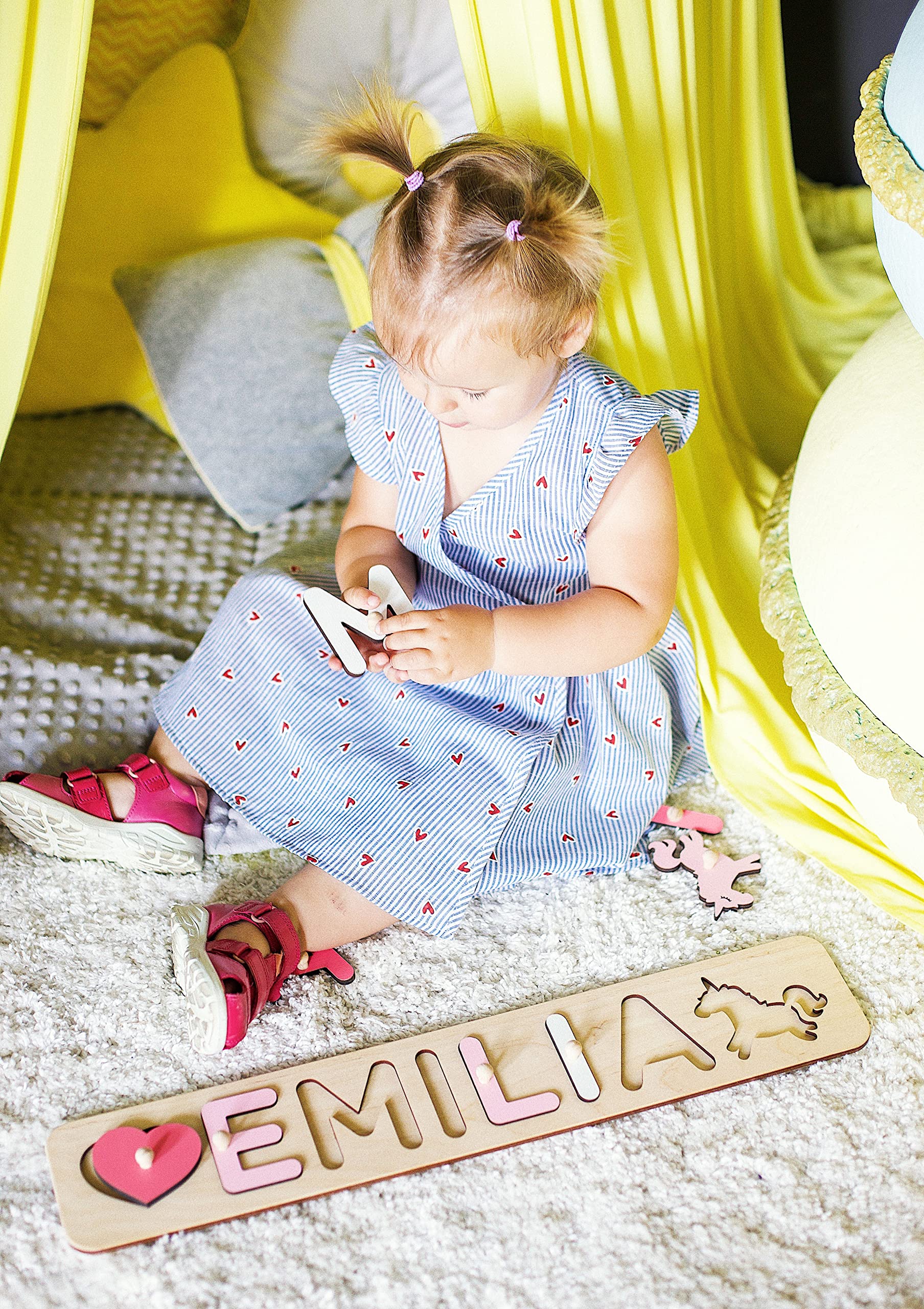 Personalized Wooden Name Puzzle - Custom Baby Gift for 1st Birthday & Toddler Learning