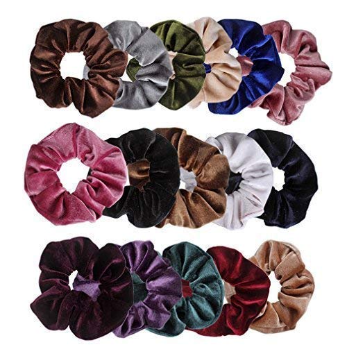 PABULUM Velvet Hair Scrunchies for Women & Girls - 12 Pack Multicolor Hair Bands for VSCO Style, School, Work & Everyday Use