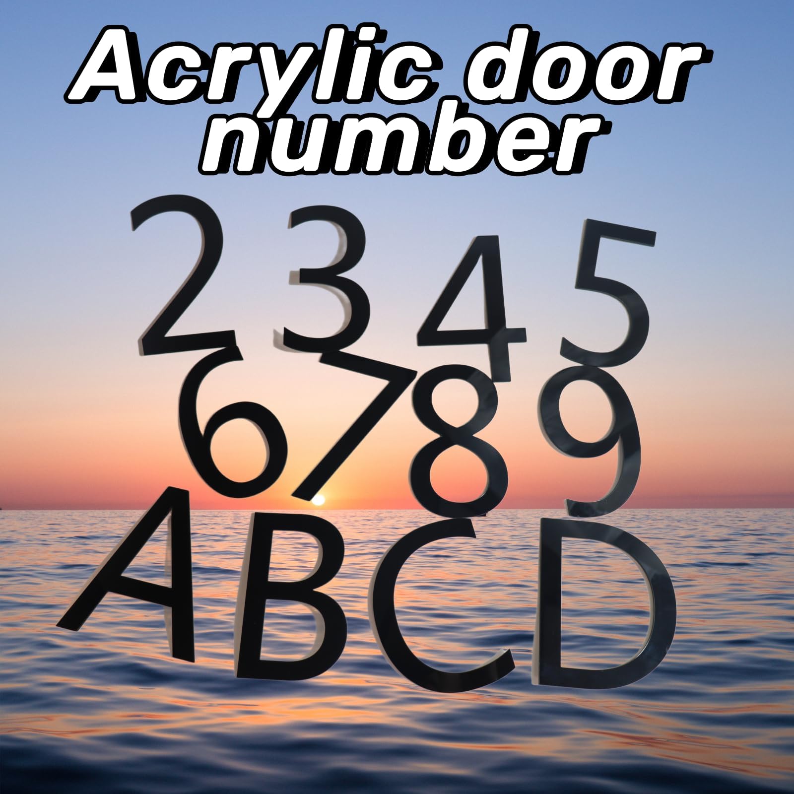 Black Acrylic Self-Adhesive House Numbers 3 Inch - Modern Address Plaque for Mailbox, Apartment, Office & Hotel Room (No.7) - Weatherproof Outdoor Home Number Sign for Easy Installation