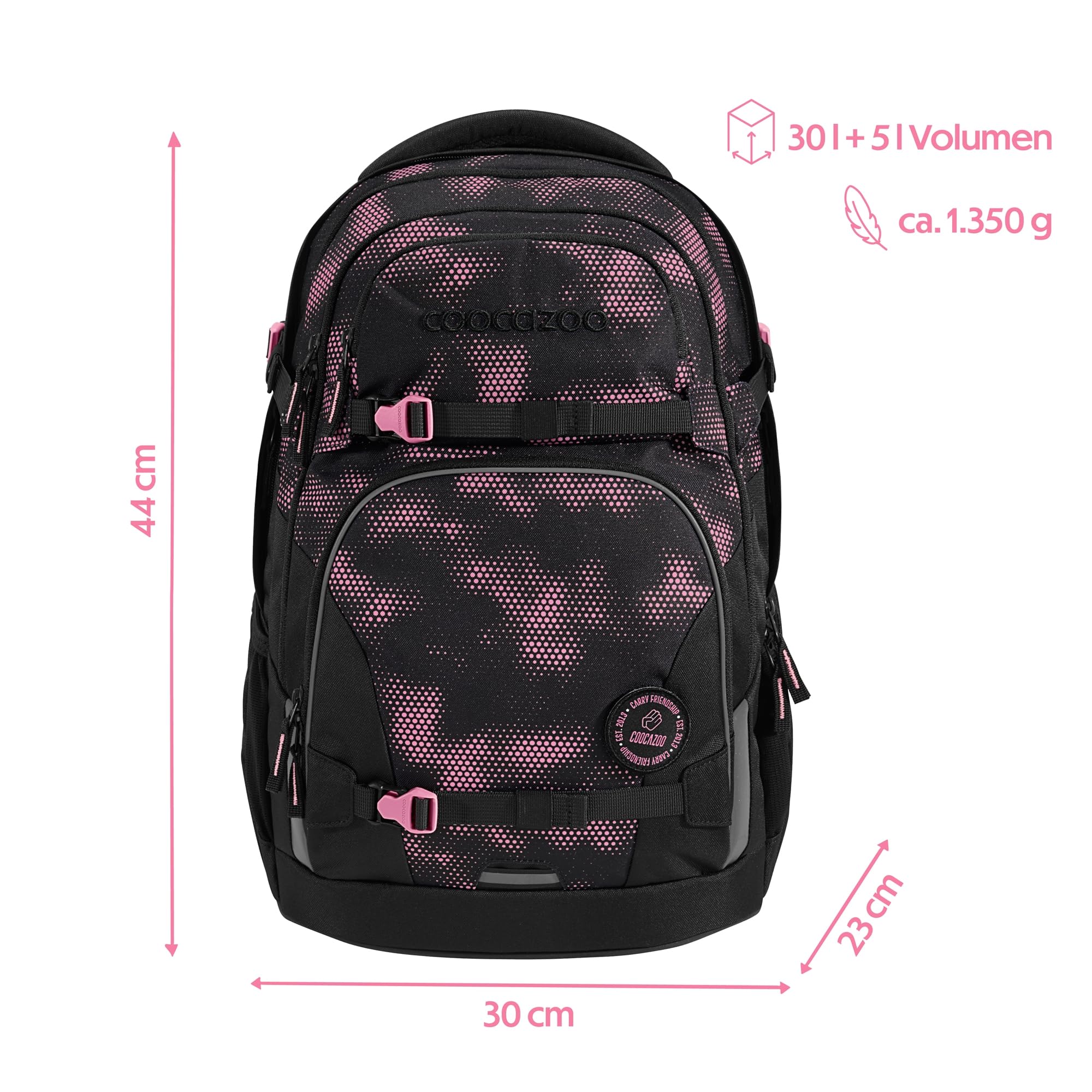 Coocazoo Porter Backpack for Women - Waterproof Travel Backpack with USB Charging Port, Pink Illusion Design | Perfect for Commuting, College, Business Trips & Outdoor Adventures