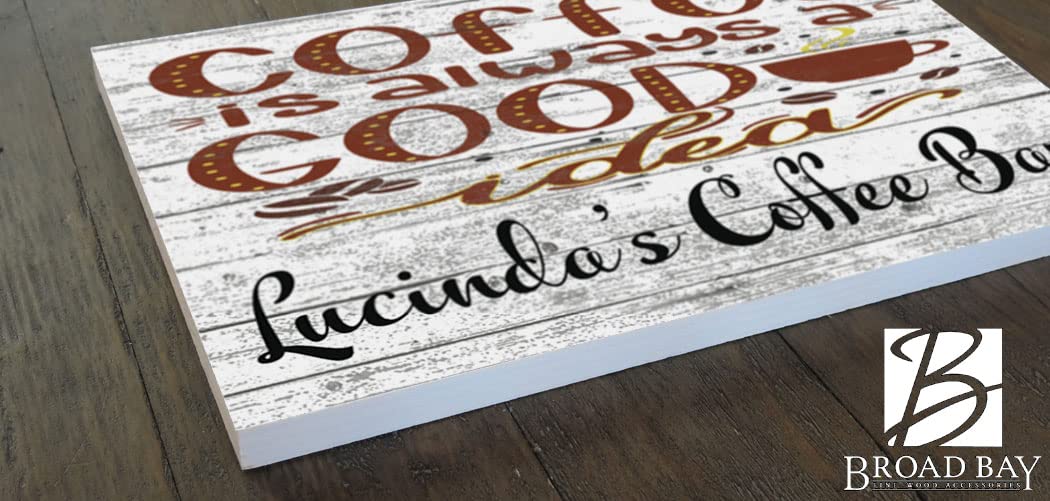 Solid Wood Coffee Sign - 16x10.5in for Kitchen & Coffee Bar Decor - Perfect Housewarming Gift