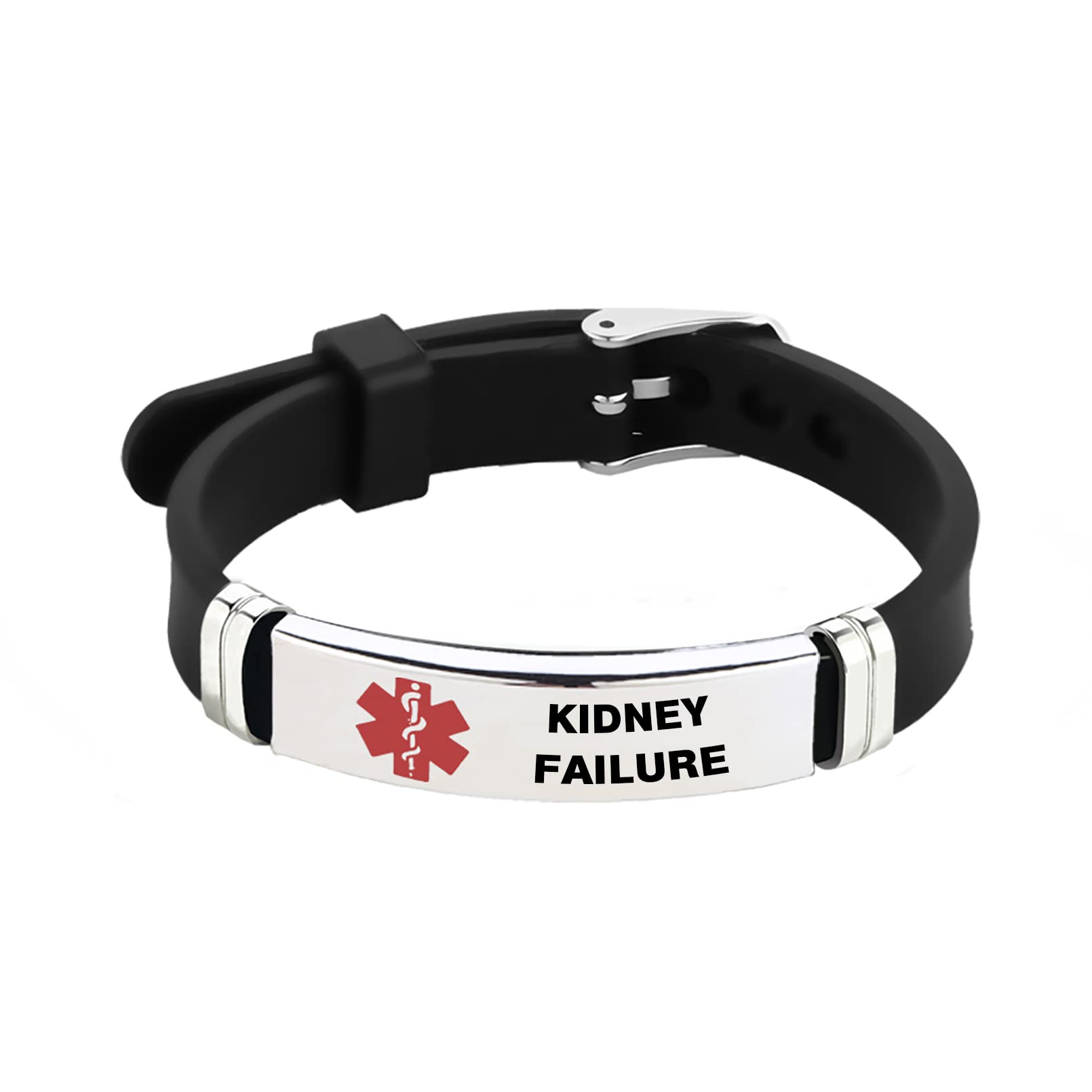 TGLS Red Medical Alert ID Bracelet for Women & Men - Laser Engraved Stainless Steel with Adjustable Silicone Band - Emergency Health Monitoring for Kidney Failure, Diabetes & Allergies - Perfect for Elderly Care & First Aid Situations