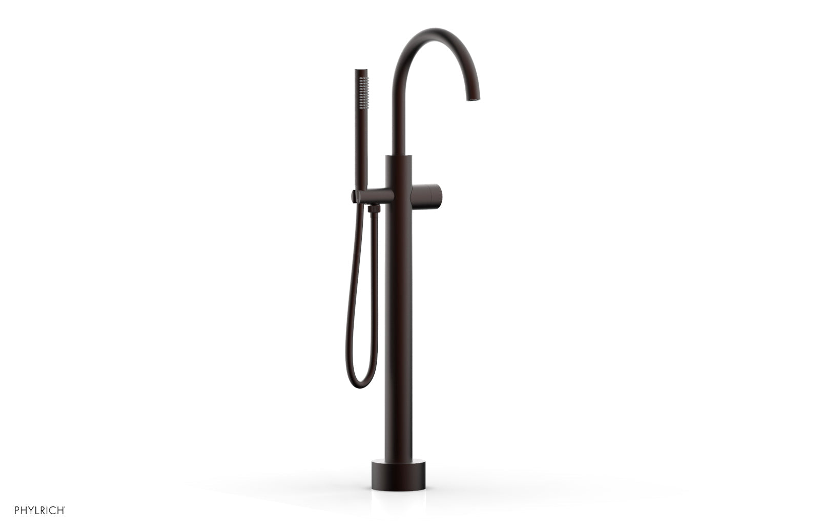 BASIC II Low Floor Mount Tub Filler with Smooth Handle & Hand Shower - Model 230 46 03 - Perfect for Modern Bathroom Renovations and Spa-Like Shower Experiences