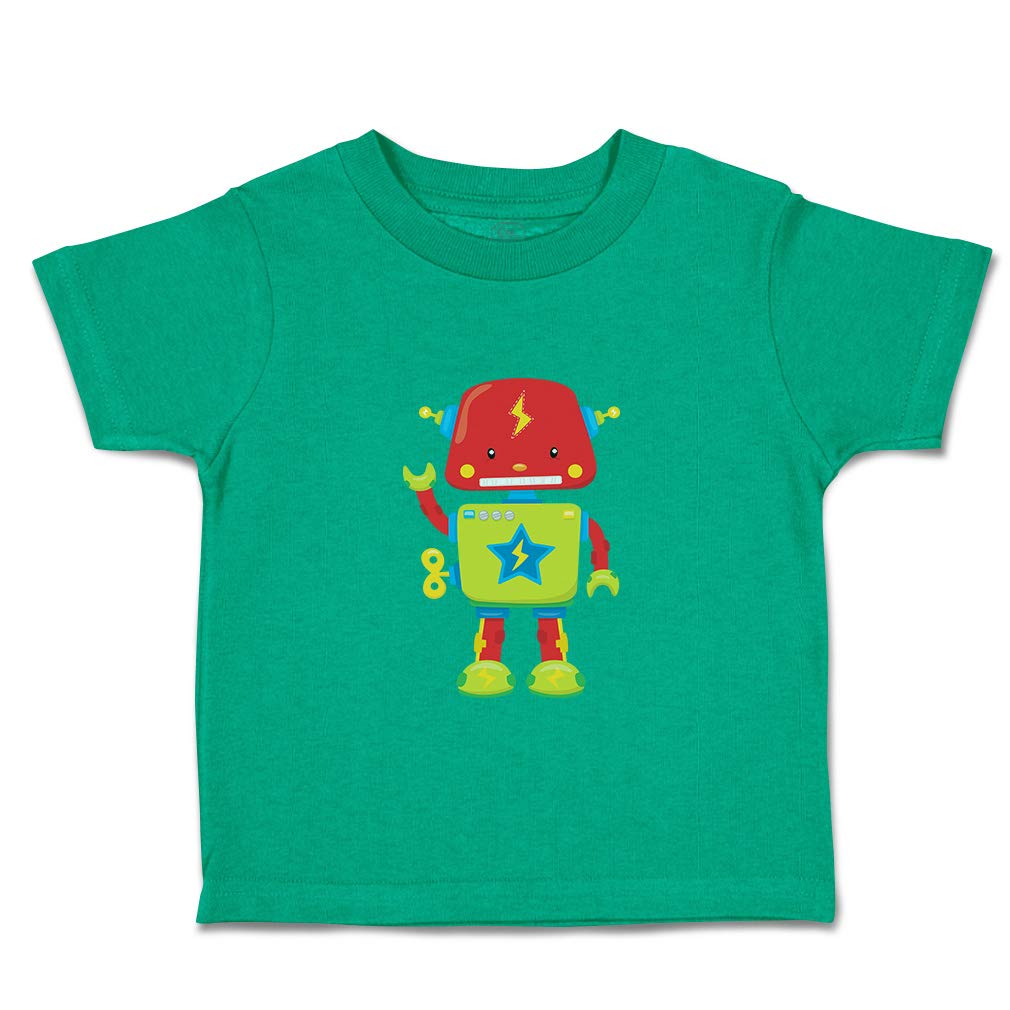 Kids Robot Graphic T-Shirt - Red Waves & Robotics Design - 100% Cotton Cute Robot Tee for Boys & Girls - Funny Toddler Clothing (Size 3T) - Perfect for Playdates, STEM Events & Everyday Wear