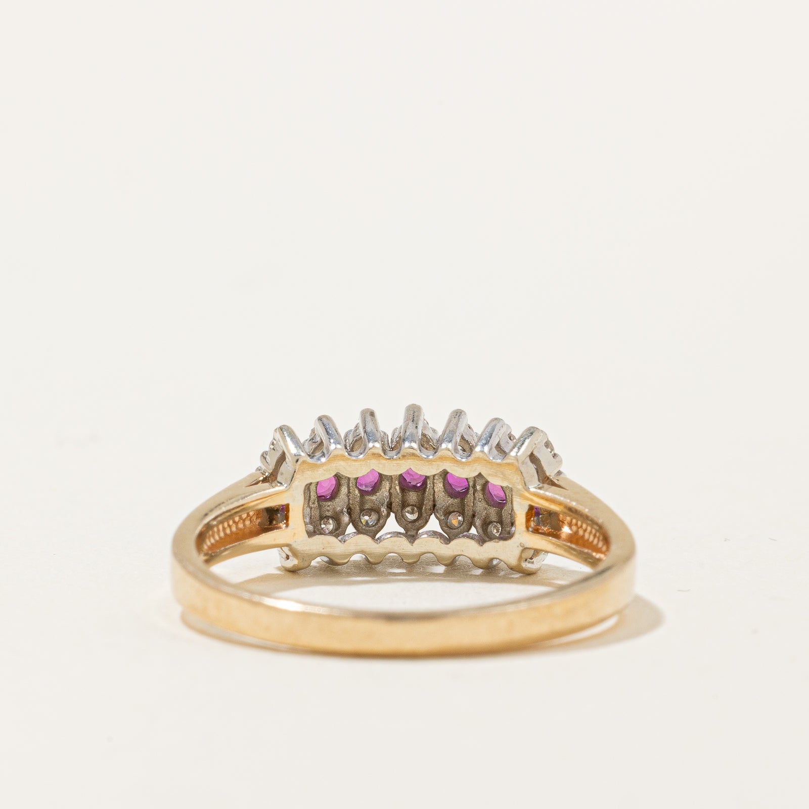 Exquisite Ruby & Diamond Row Ring - 0.18ctw Ruby & 0.10ctw Diamond - Size 6.5 - Elegant Jewelry for Weddings, Anniversaries & Special Occasions