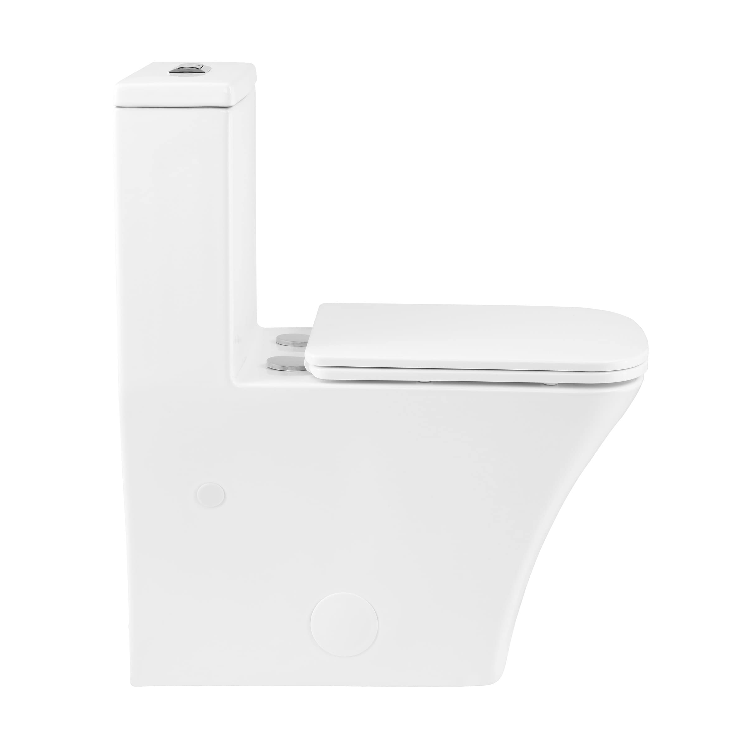 Eclair One-Piece Square Toilet with Dual-Flush Technology (0.8/1.28 GPF) - Water Saving Modern Bathroom Solution for Small Spaces & Contemporary Homes
