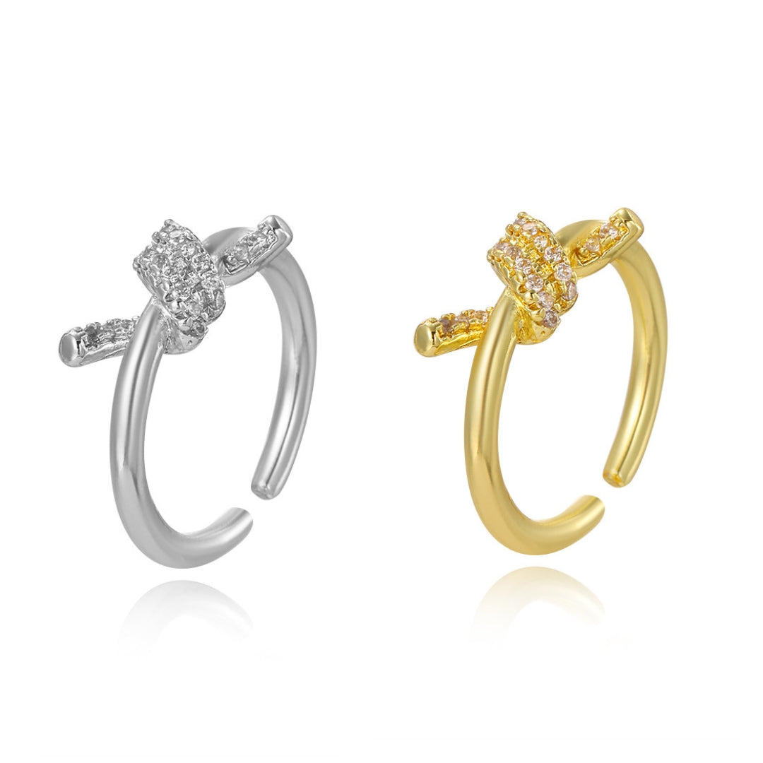 Elegant Gold Plated Twisted Knot Ring for Women - HR1241 | Perfect for Weddings, Parties & Everyday Fashion Accessories
