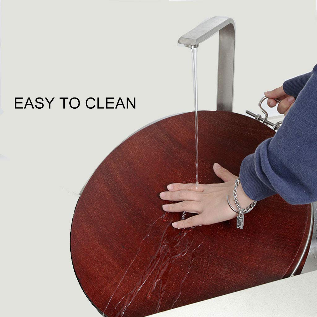 Premium Round Solid Wood Cutting Board - 5cm Thick Natural Wood Chopping Block with Hanging Hole for Chefs, Restaurants & Home Kitchens | Perfect for Meat, Vegetables & Baking Prep