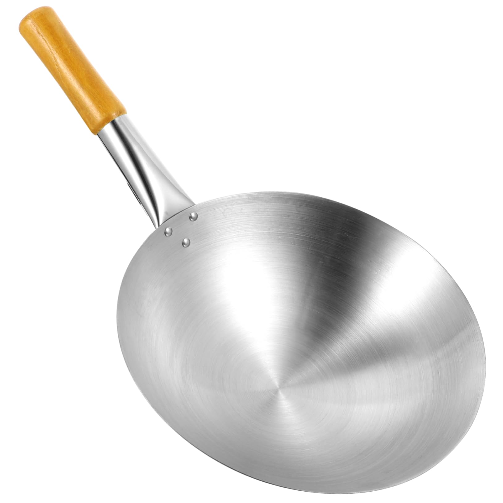 BESPORTBLE 14-Inch Stainless Steel Wok Pan - Deep Frying Pan for Chinese Stir Fry, Japanese Teppanyaki & Asian Cooking - Induction Compatible for Gas Stove, Wood Fire & Electric Cooktops - Perfect for Home Chefs & Restaurant Use