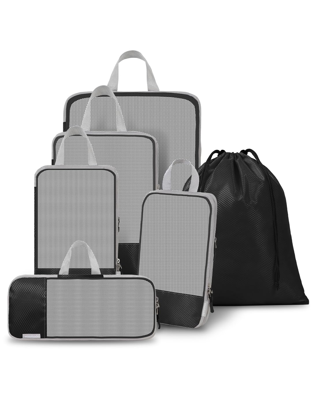 WOOMADA 6-Piece Compression Packing Cubes Set - Expandable Mesh Travel Organizer for Suitcases & Luggage | Perfect for Business Trips, Vacations & Weekend Getaways