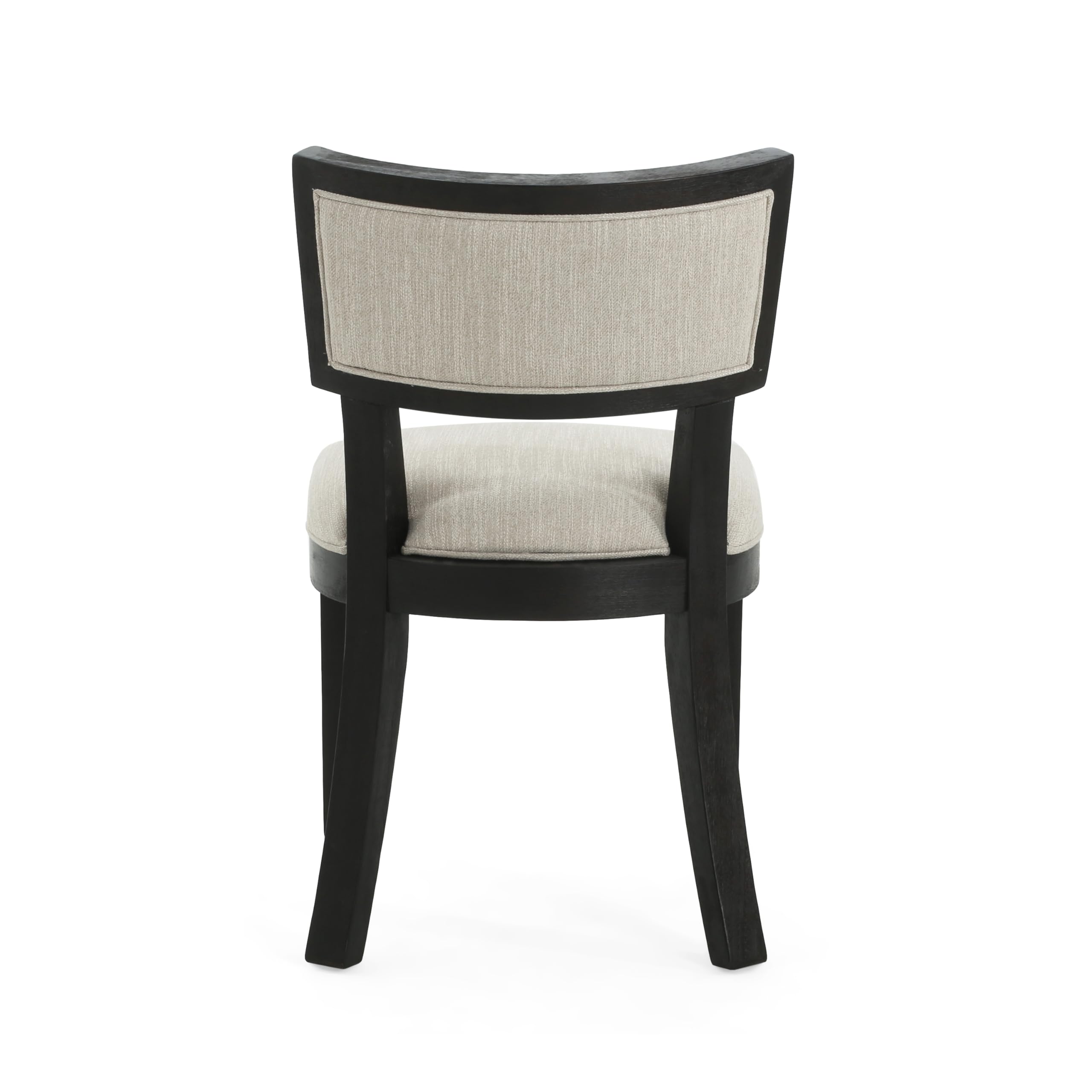 Christopher Knight Home Set of 2 Fabric Upholstered Armless Dining Chairs with Rubberwood Legs & King Louis Back - Wood Frame Soft Chairs for Dining Room, Kitchen, Restaurant - Brown & Beige - Perfect for Home Decor, Small Spaces & Elegant Dining Settings
