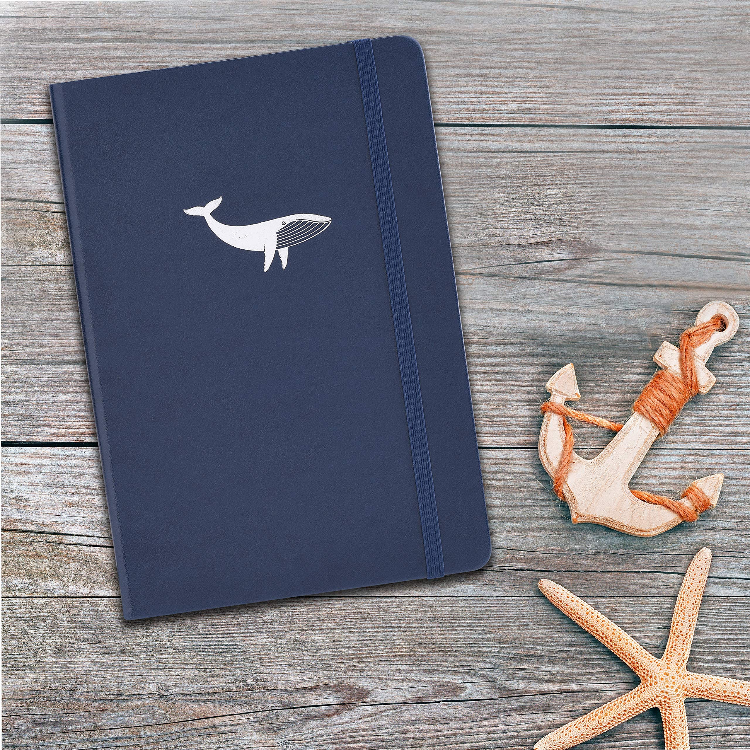 Premium Hardcover Lined Journal with Luxury Pen - A5 Notebook for Writing, Note Taking & Journaling - Perfect Gift for Students, Professionals & Writers (Navy Whale Design) - Ideal for Office, School & Travel Use
