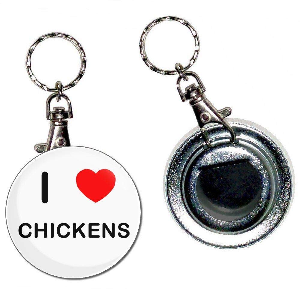 I Love Chickens - 55mm Enamel Pin Button Badge with Bottle Opener & Keychain - Perfect for Backpacks, Jackets, Gifts & Chicken Lovers Accessories