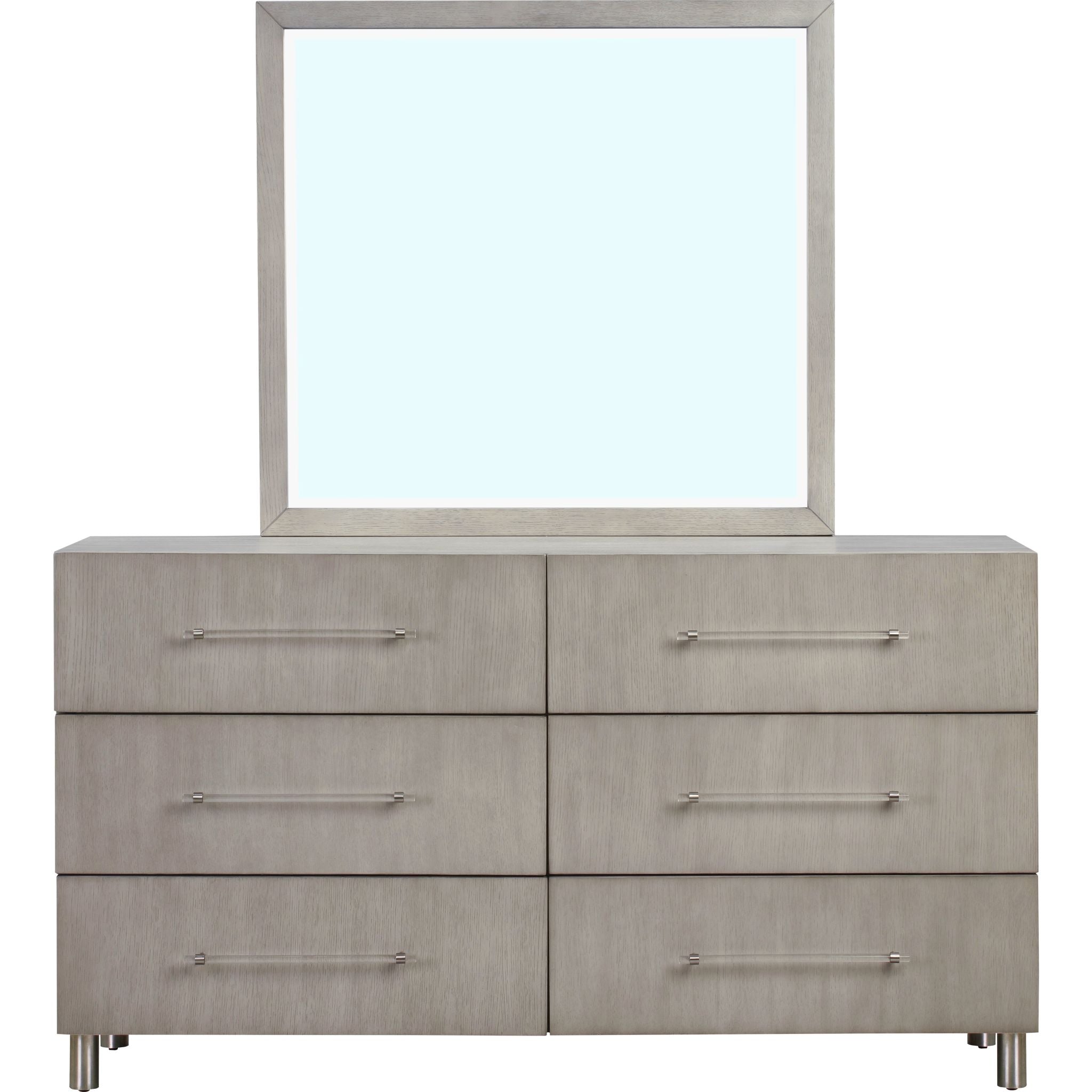 Argento Dresser and Mirror Set - Misty Grey Finish | Modern Bedroom Dresser with Mirror for Home Decor & Organization
