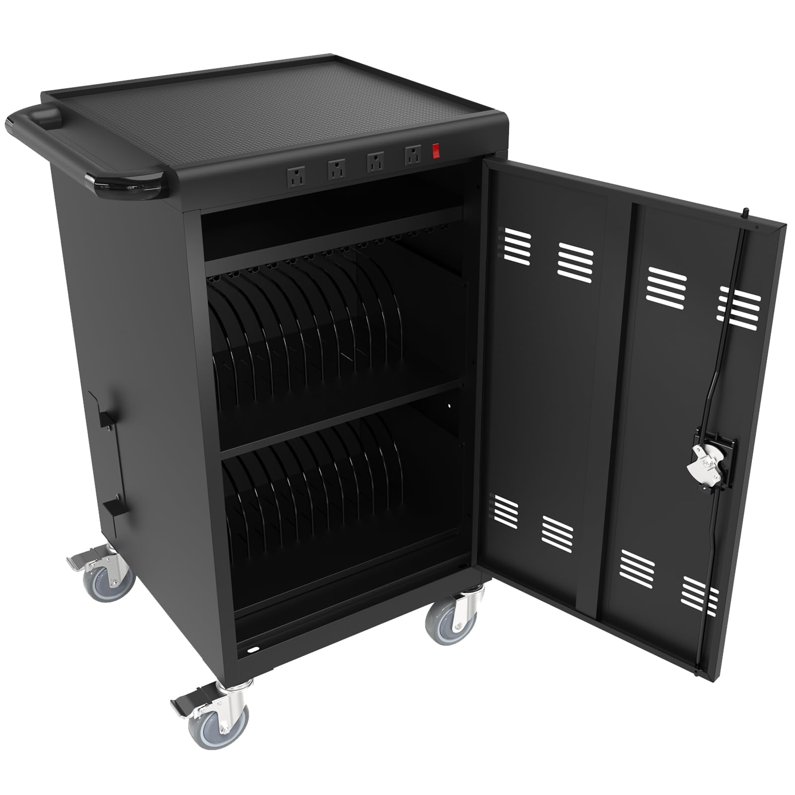 35-Bay Mobile Laptop Cart & Chromebook Charging Station - Heavy-Duty Locking Cabinet for 17