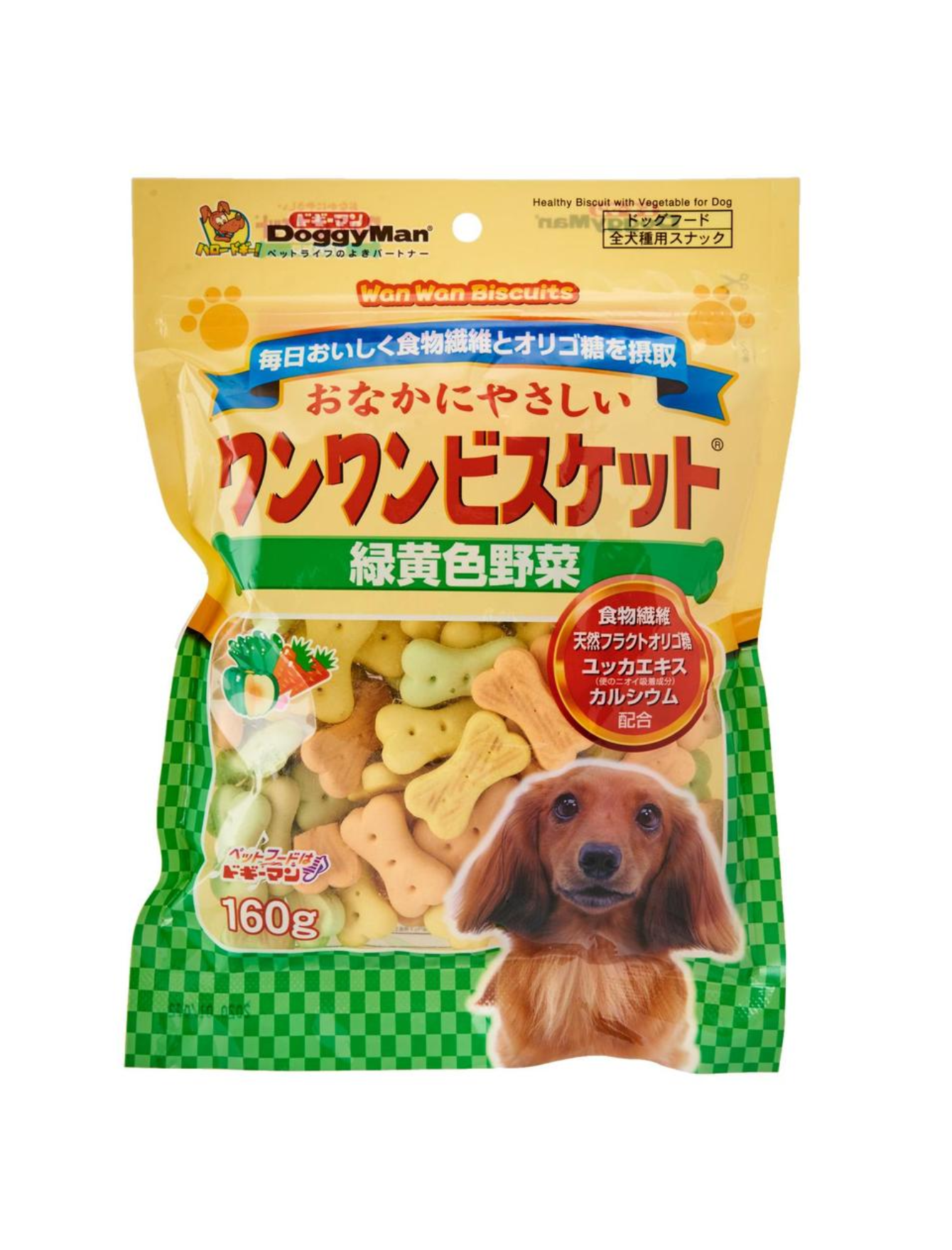 DoggyMan Bowwow Biscuit Green & Yellow Vegetable Dog Treats 160g - Healthy Natural Snacks for Small & Large Dogs - Perfect for Training Rewards & Daily Treats