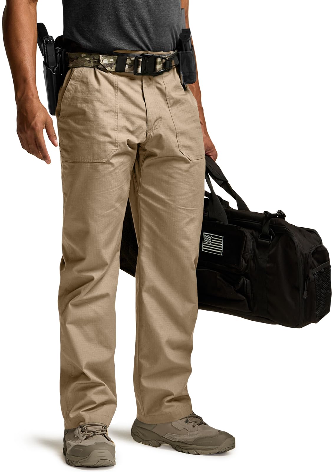 CQR Men's Tactical Ripstop Pants - Water Resistant Lightweight Outdoor Hiking & EDC Work Pants for Camping, Hunting & Everyday Wear