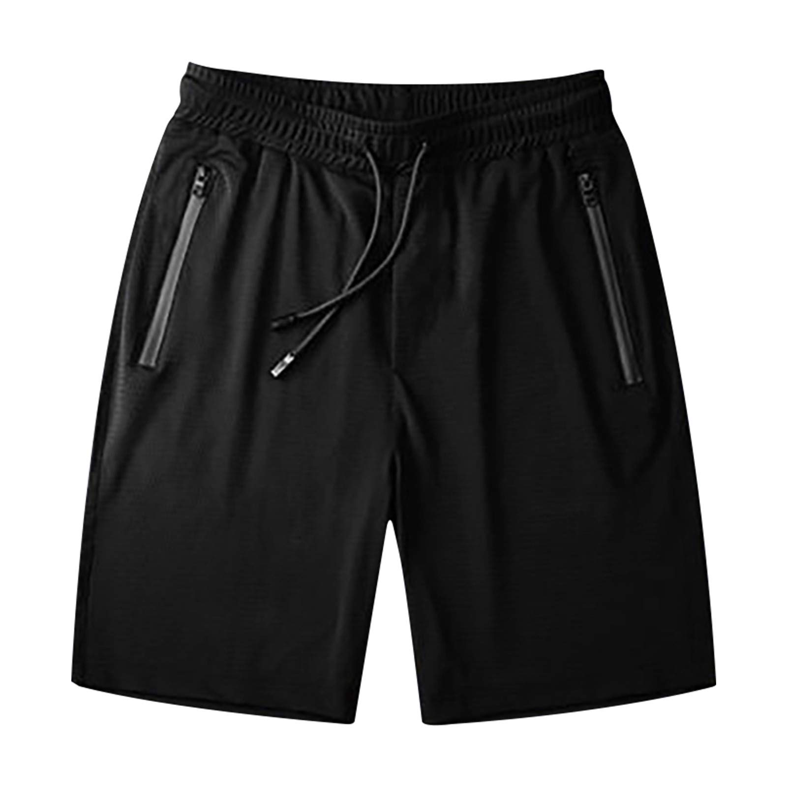Men's Ice Silk Shorts - Cotton Yoga Stretch Sweatpants with Pockets & Zipper - Elastic Waist Fitness & Beach Shorts for Summer - Perfect for Workout, Running, Yoga and Casual Wear
