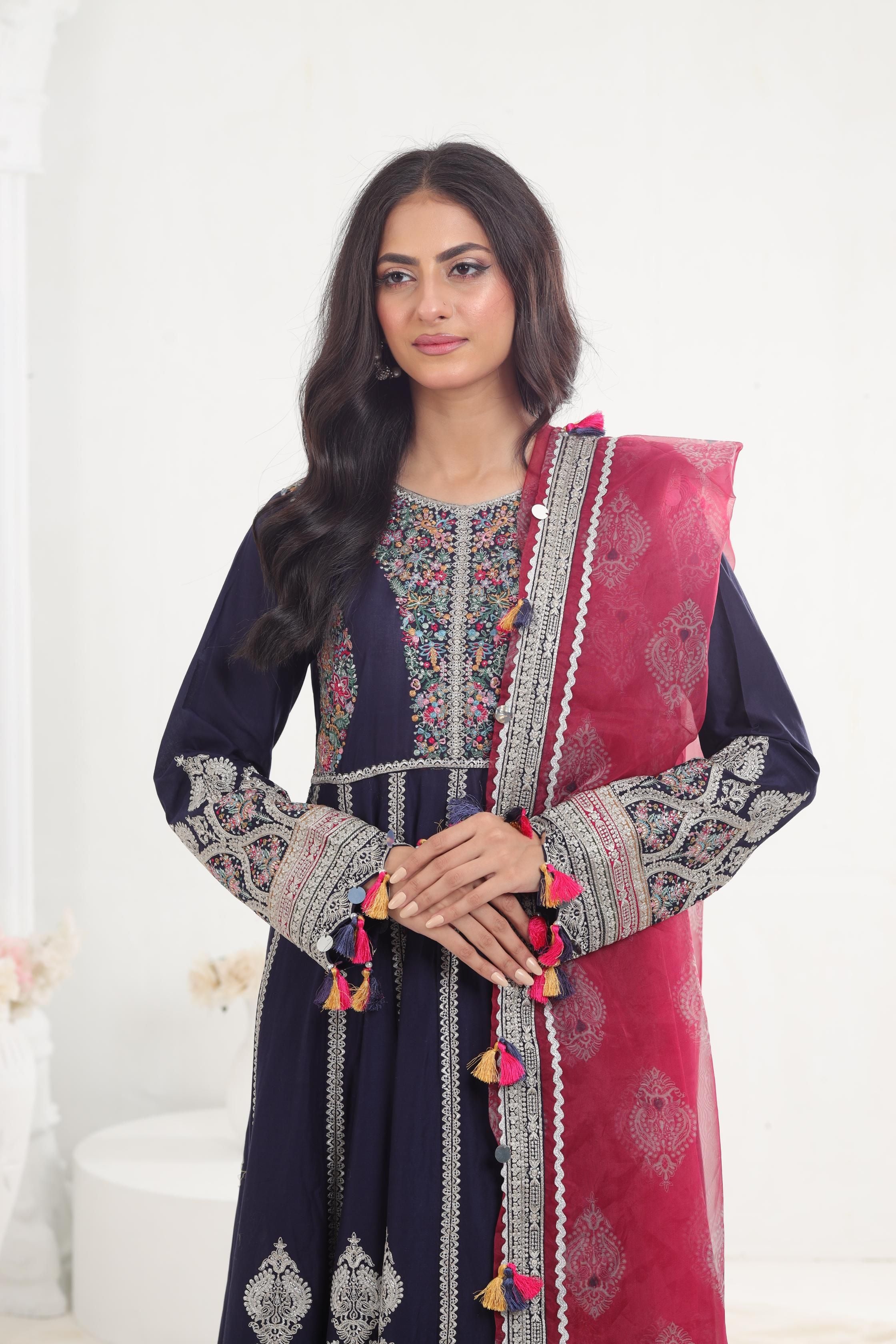 Jazmin Shahkaar Embroidered Luxury Lawn Dress - Elegant Floral Design SS'24 Collection - Perfect for Parties, Weddings & Special Occasions