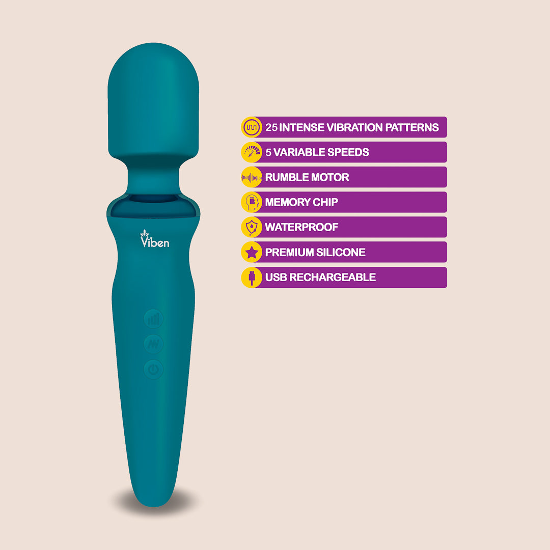 Viben Fierce Wand Massager - Waterproof & Rechargeable Personal Massager for Muscle Relaxation & Pain Relief - Perfect for Home Spa, Post-Workout Recovery & Stress Relief