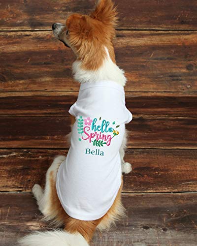 Personalized Hello Spring Dog Shirt - Cute Spring-Themed Dog Clothes for Small & Large Breeds - Perfect for Easter, Garden Walks & Spring Photoshoots