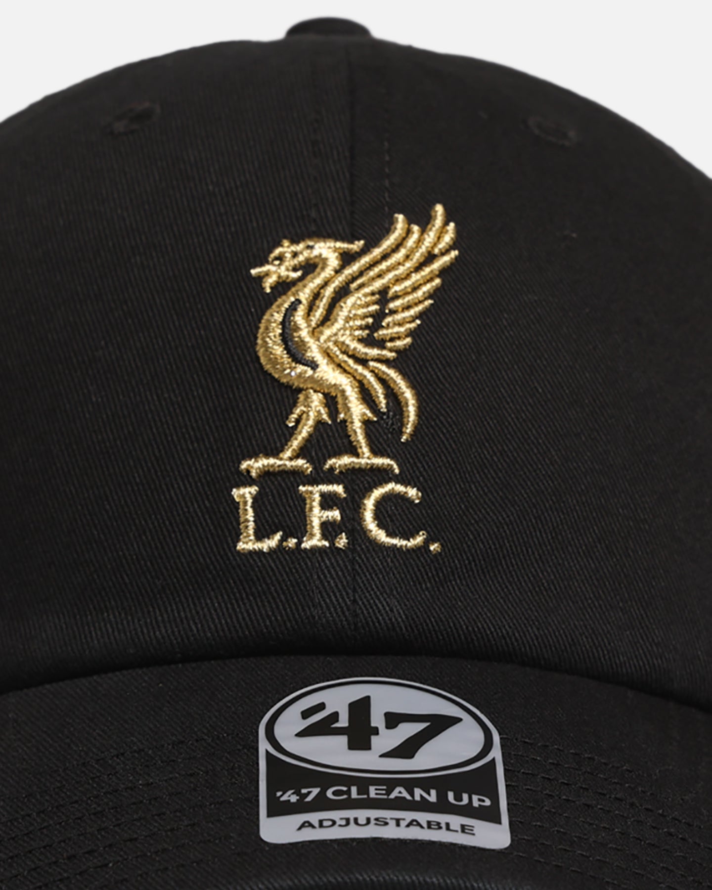 47 Brand Liverpool FC 'Metallic' 47 Clean Up Strapback Black/Gold - Official Licensed Adjustable Baseball Cap for Men and Women - Perfect for Football Games, Casual Wear and Fan Gifts