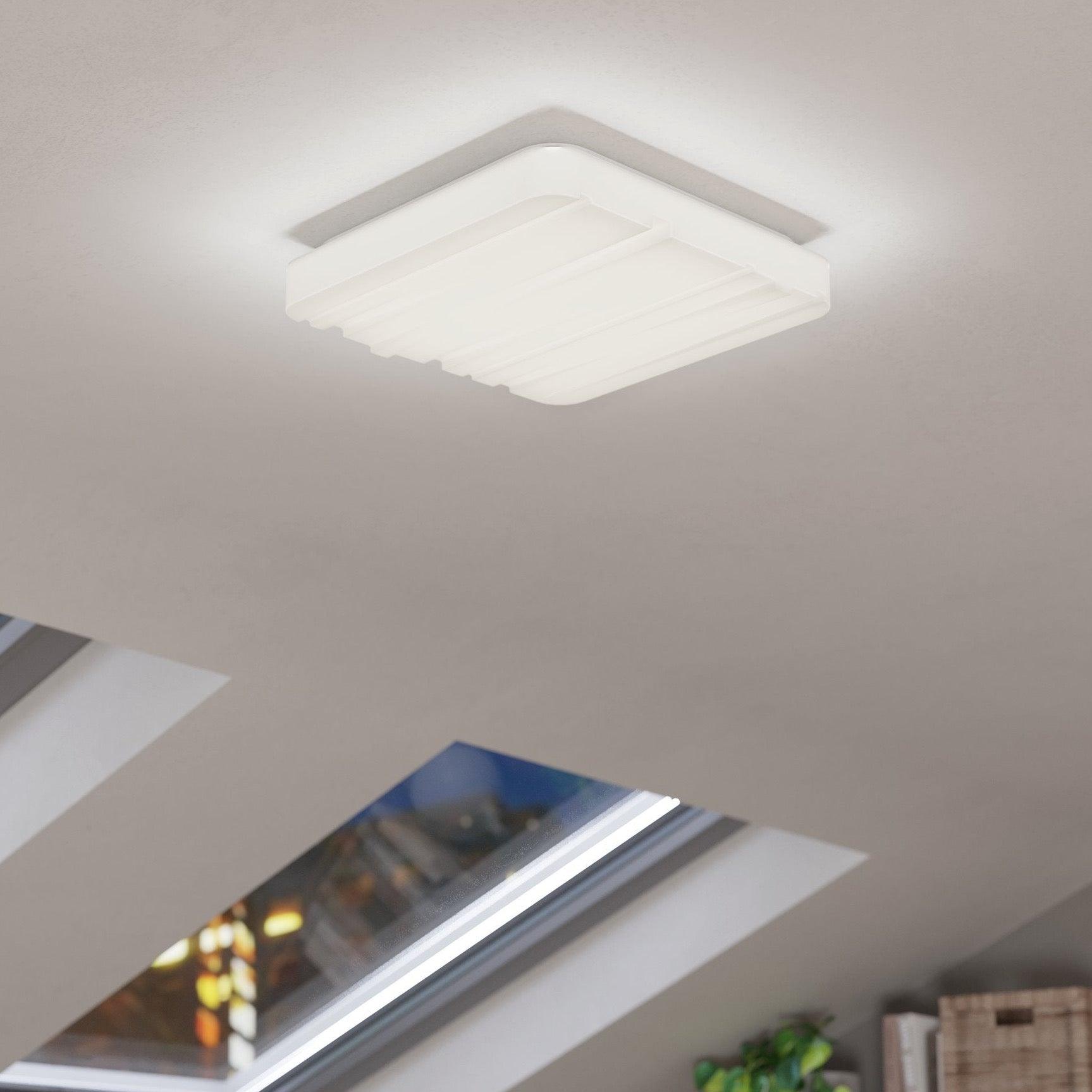 Eglo Ferentino 28cm LED Square White Ceiling Flush Mount Light - Modern Lighting for Bedroom, Kitchen & Hallway