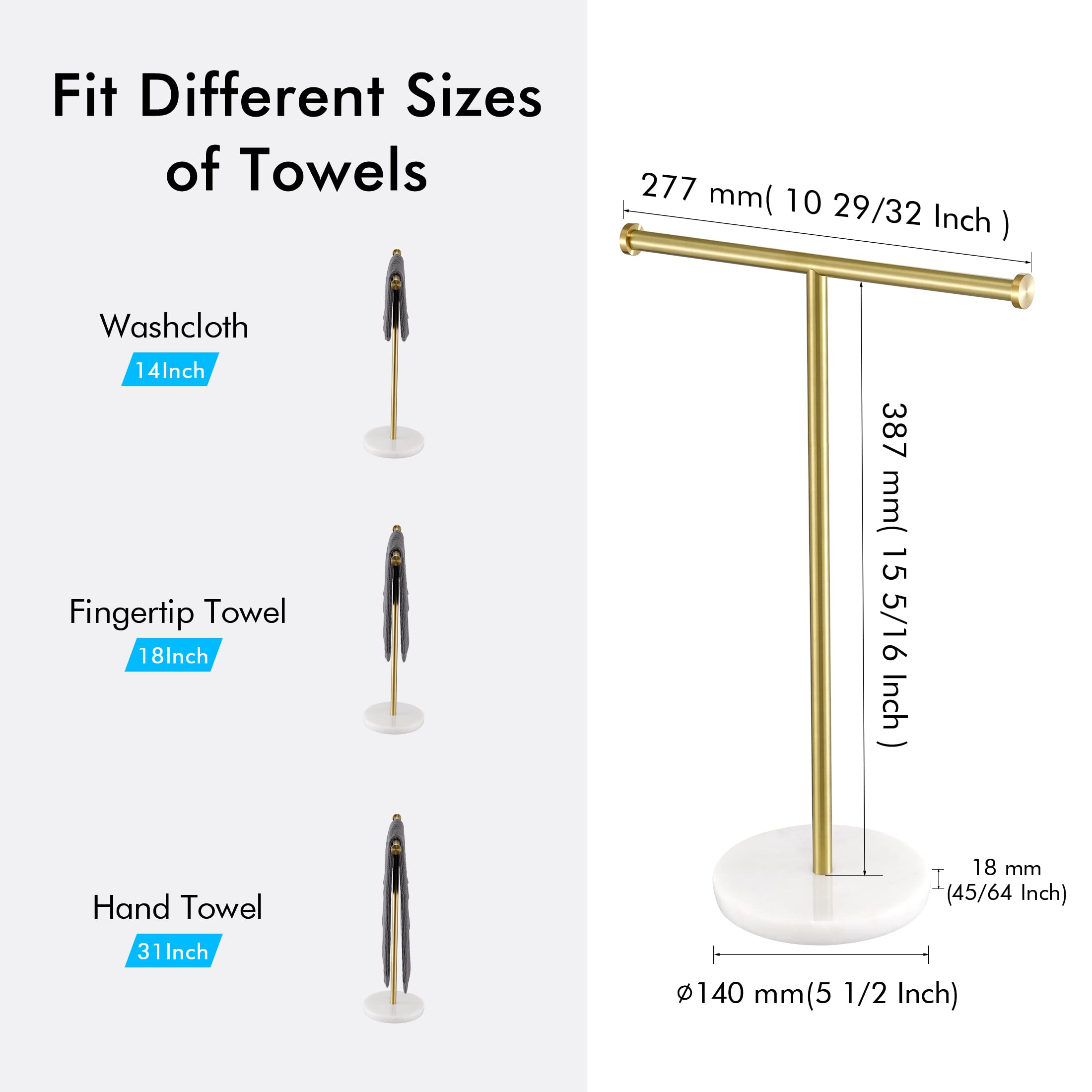 KES Gold Stainless Steel Towel Rack - 16.5