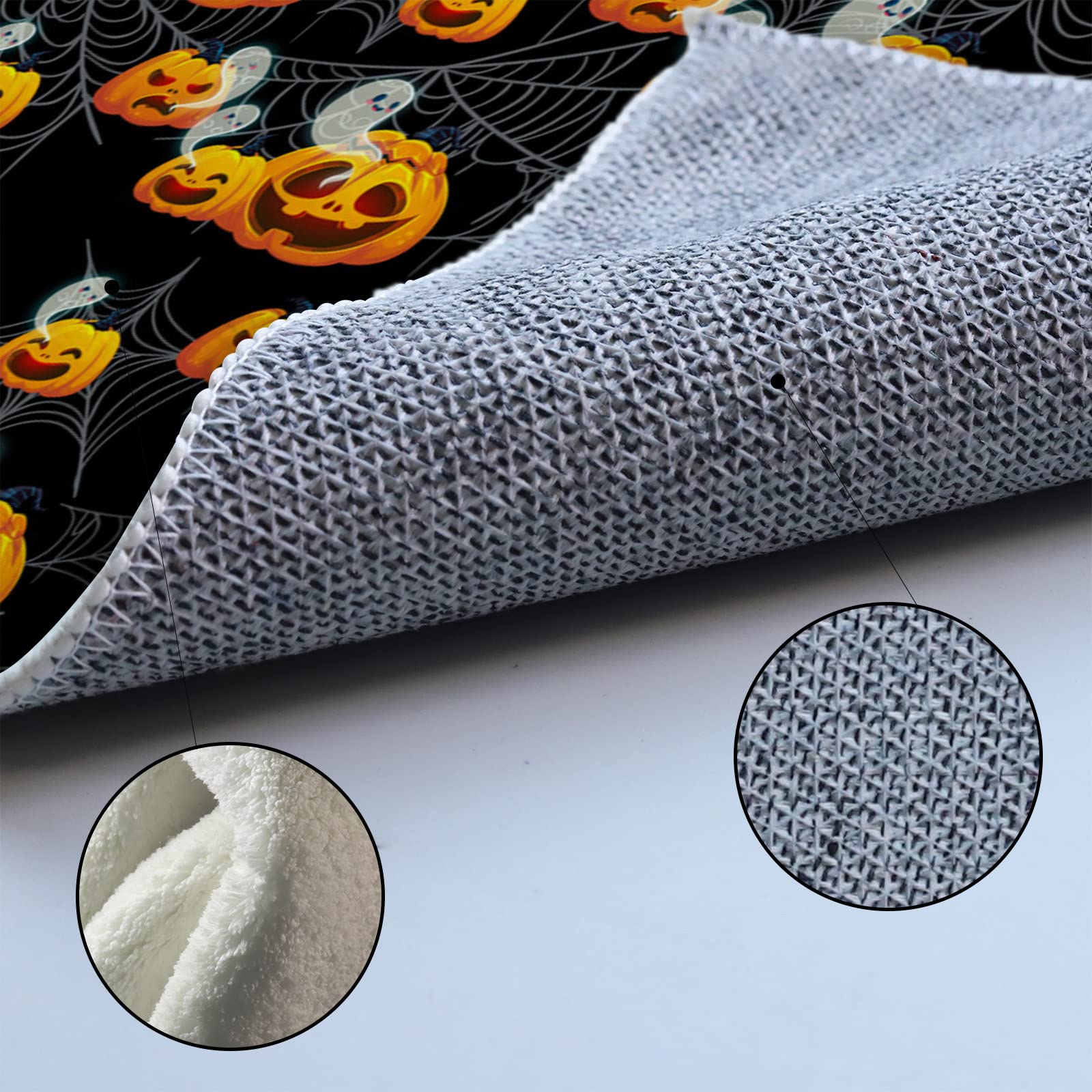 Large 6ft Round Halloween Ghost Pumpkin Carving Area Rug - Non-Slip Spider Web Design Washable Floor Mat for Bedroom, Living Room & Kids Room | Perfect for Spooky Decor, Indoor Safety & Seasonal Home Decorating