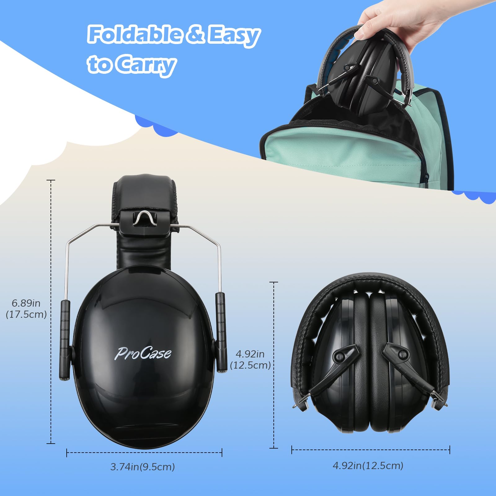 ProCase Kids Noise Cancelling Headphones with 27dB SNR, Toddler Ear Protection for Concerts, Fireworks, Shooting & Air Shows - 2 Pack (Blue & Black) - Perfect for Travel, School & Sensory-Friendly Activities